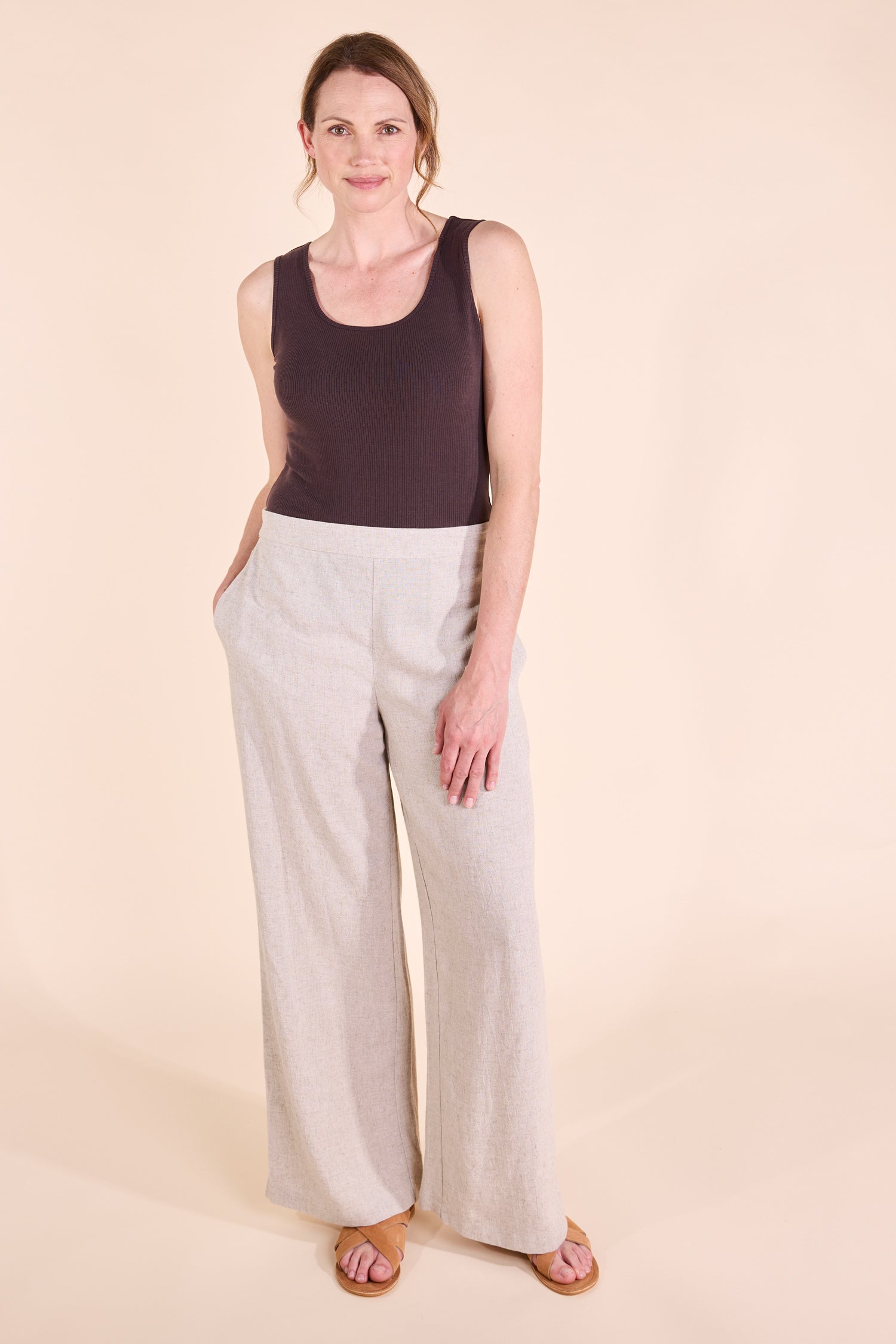 SS25 Linen Wide Leg Trousers - Natural