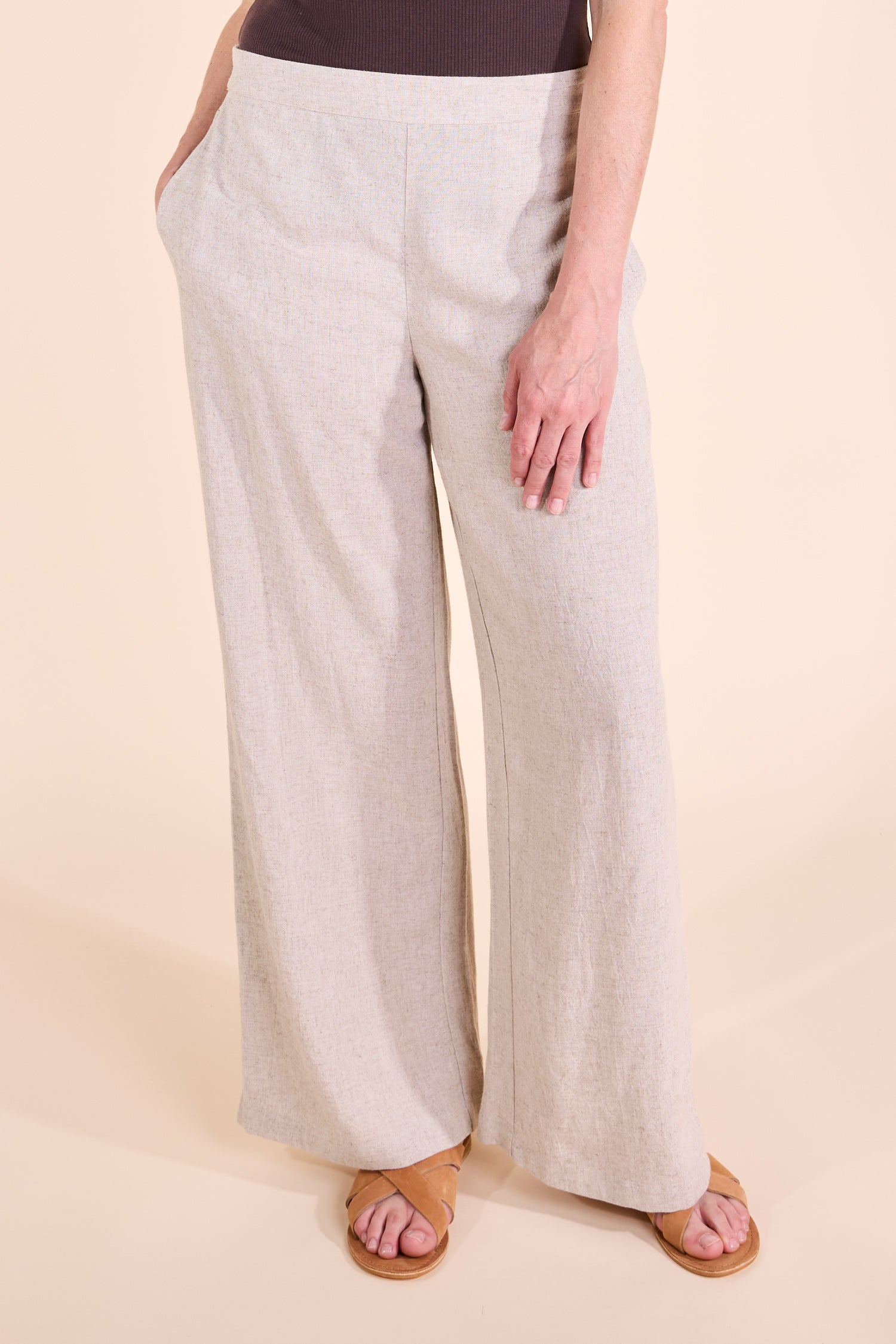 SS25 Linen Wide Leg Trousers - Natural