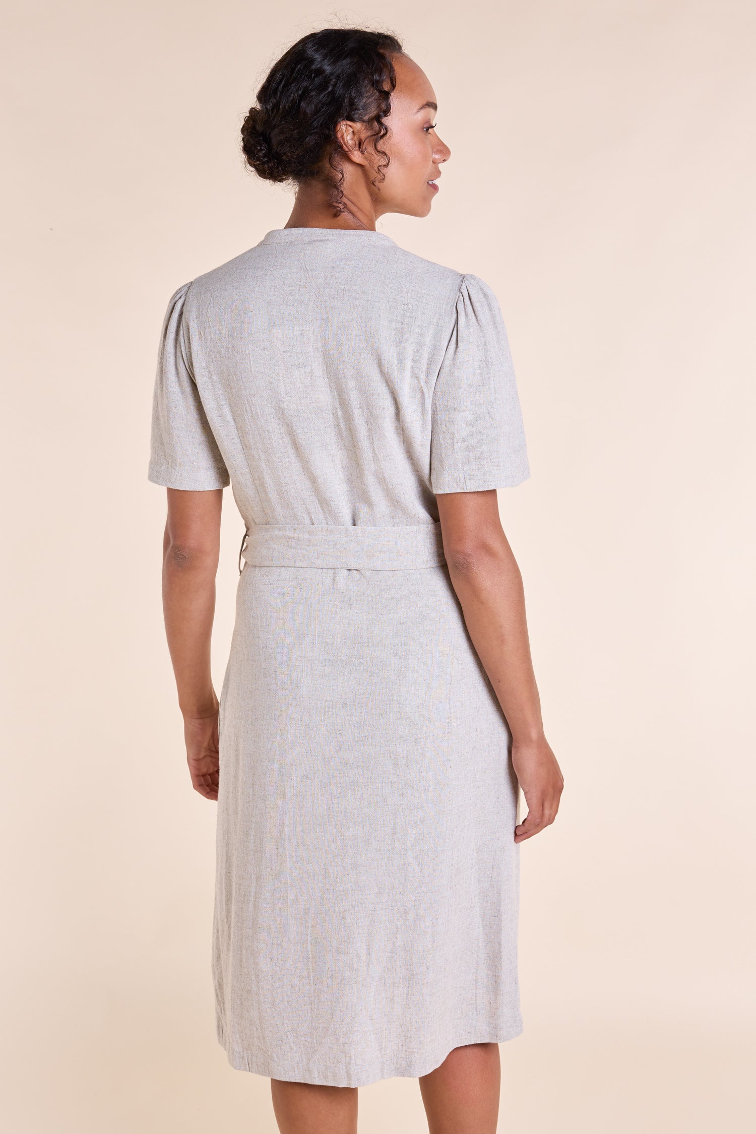 SS25 Button Through Linen Dress - Natural