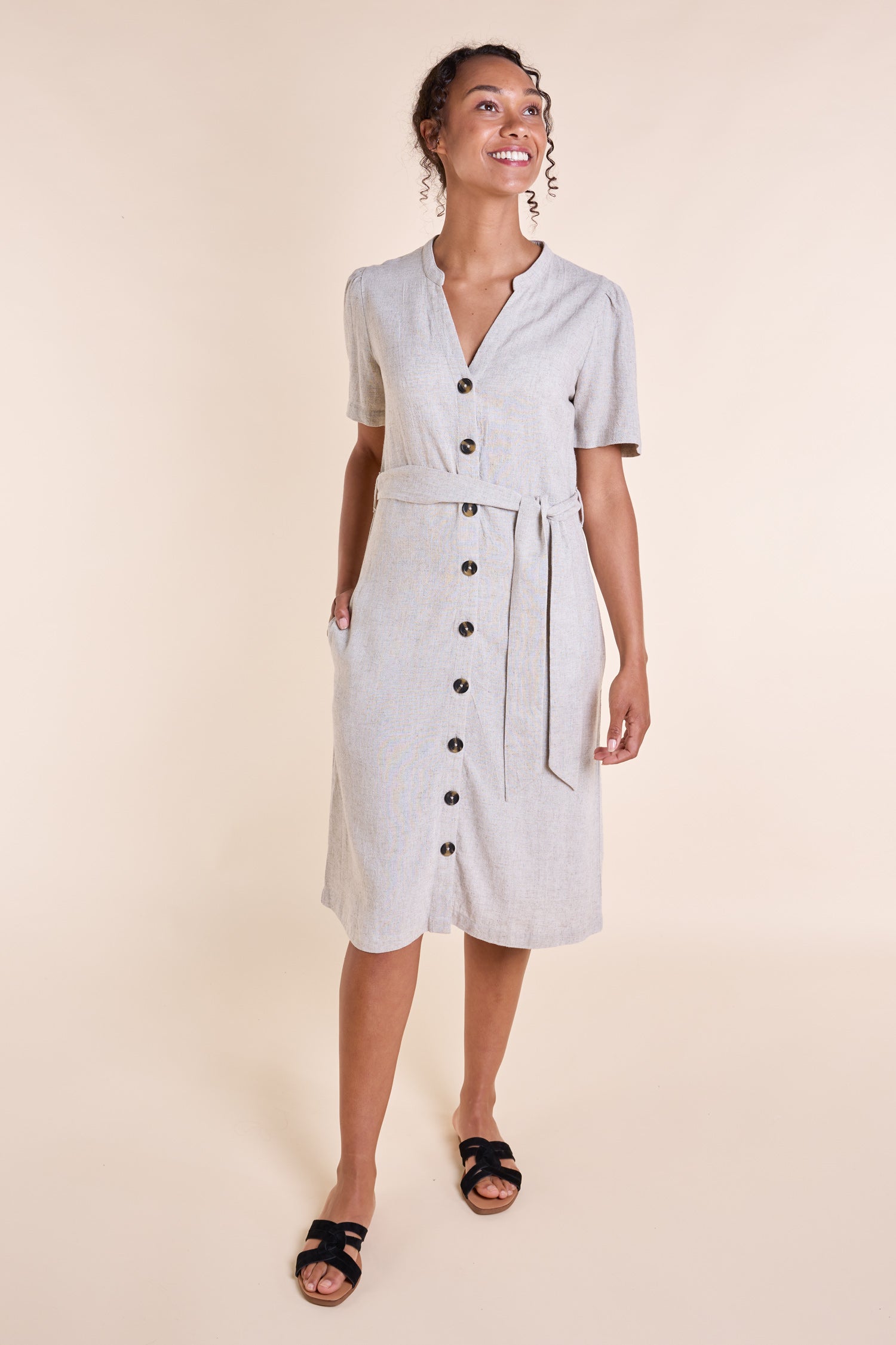 SS25 Button Through Linen Dress