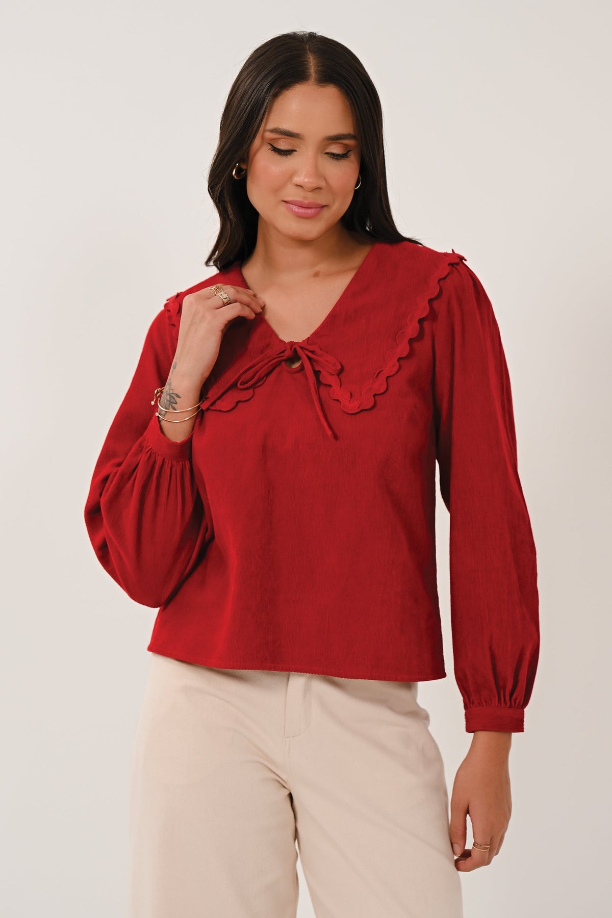 AW26 Collar Top - Rio Red