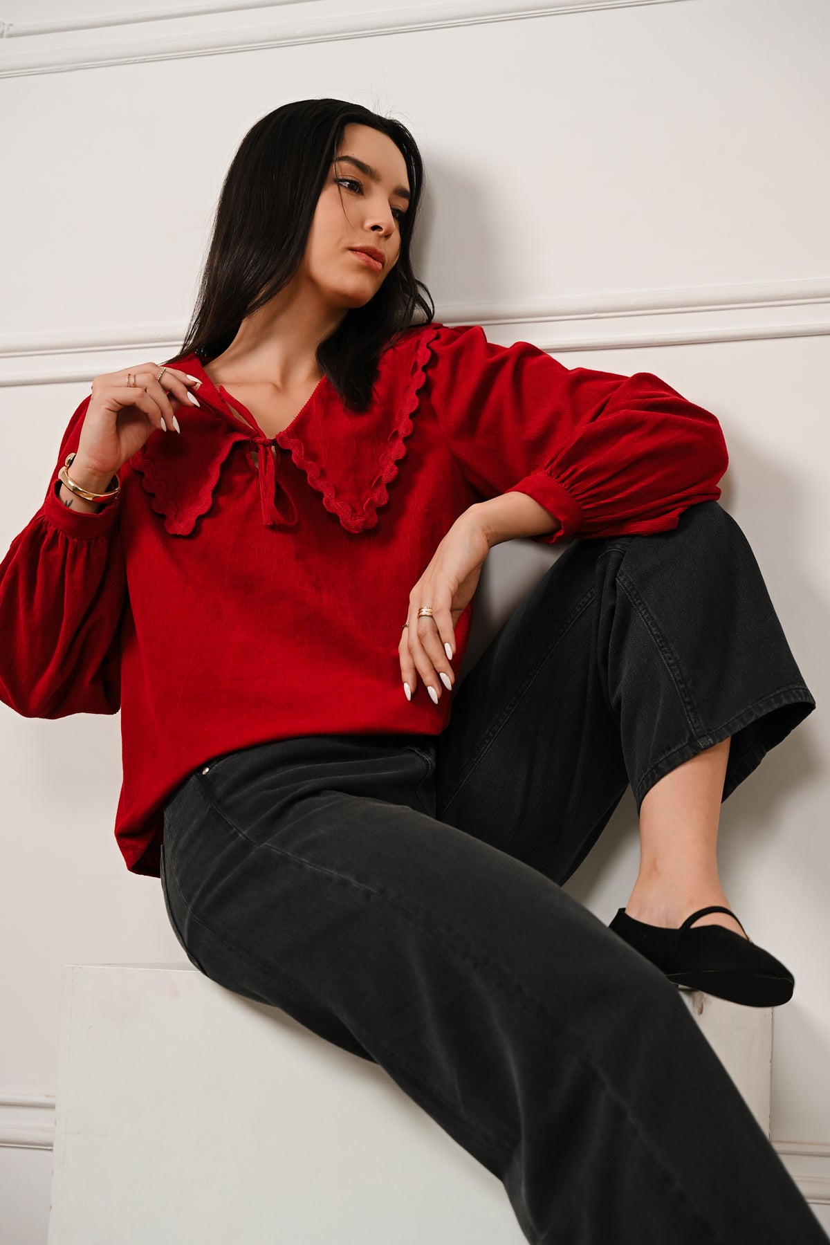 AW26 Collar Top - Rio Red