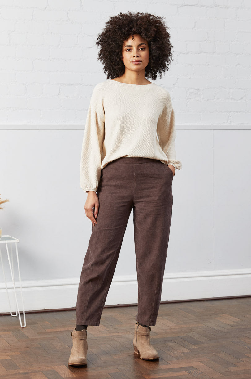 Cotton Curved-Leg Trousers