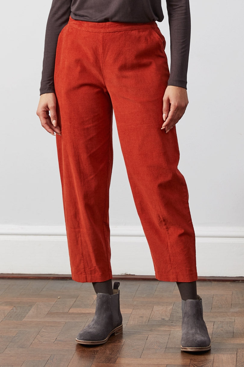 Cotton Curved-Leg Trousers