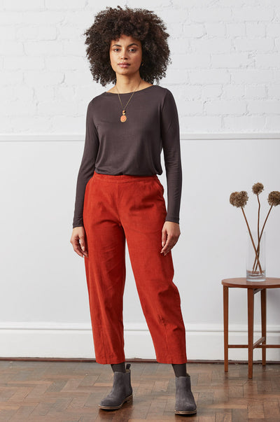 Cotton Curved-Leg Trousers