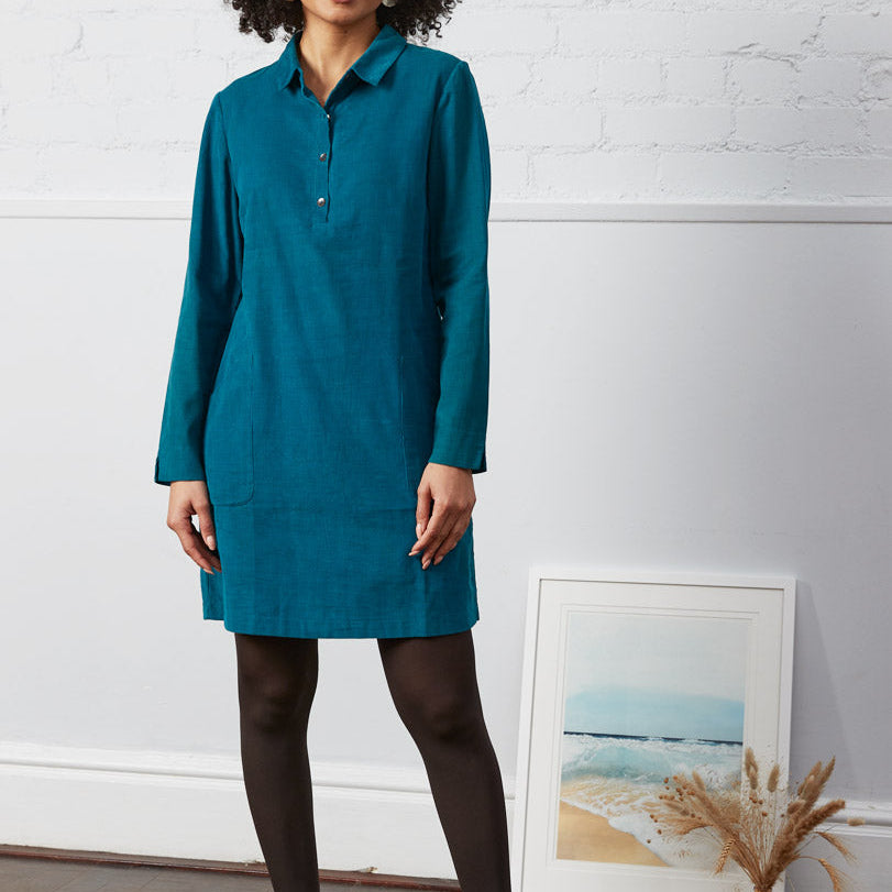 Cotton Plain Needlecord Tunic Dress