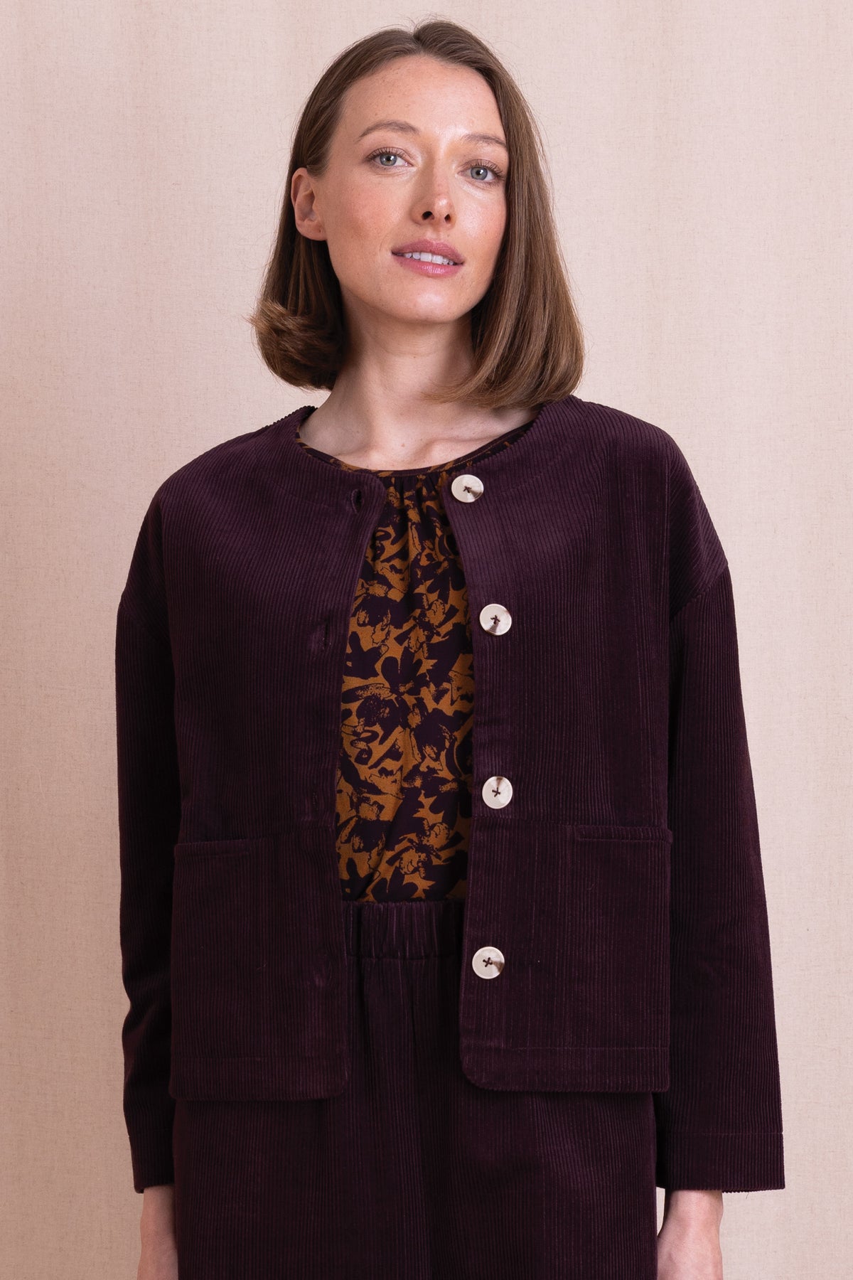 AW26 Chunky Cord Jacket - Burgandy