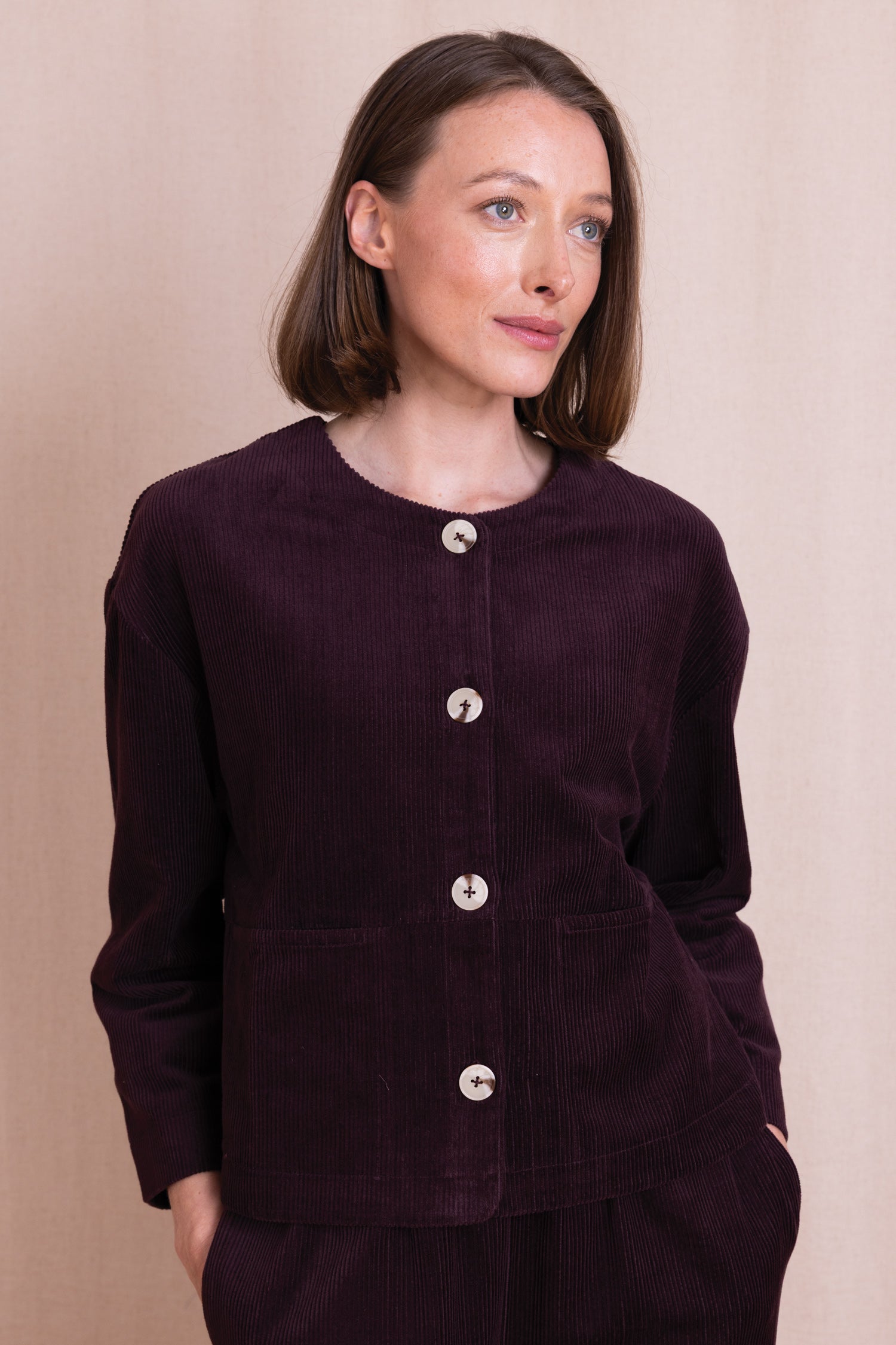AW26 Chunky Cord Jacket - Burgandy