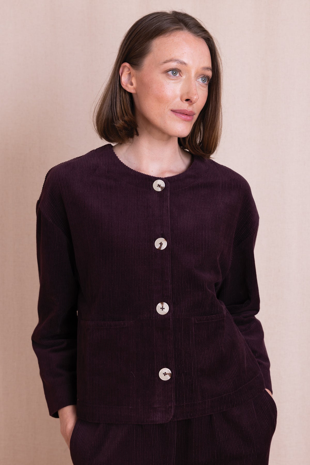 AW26 Chunky Cord Jacket - Burgandy