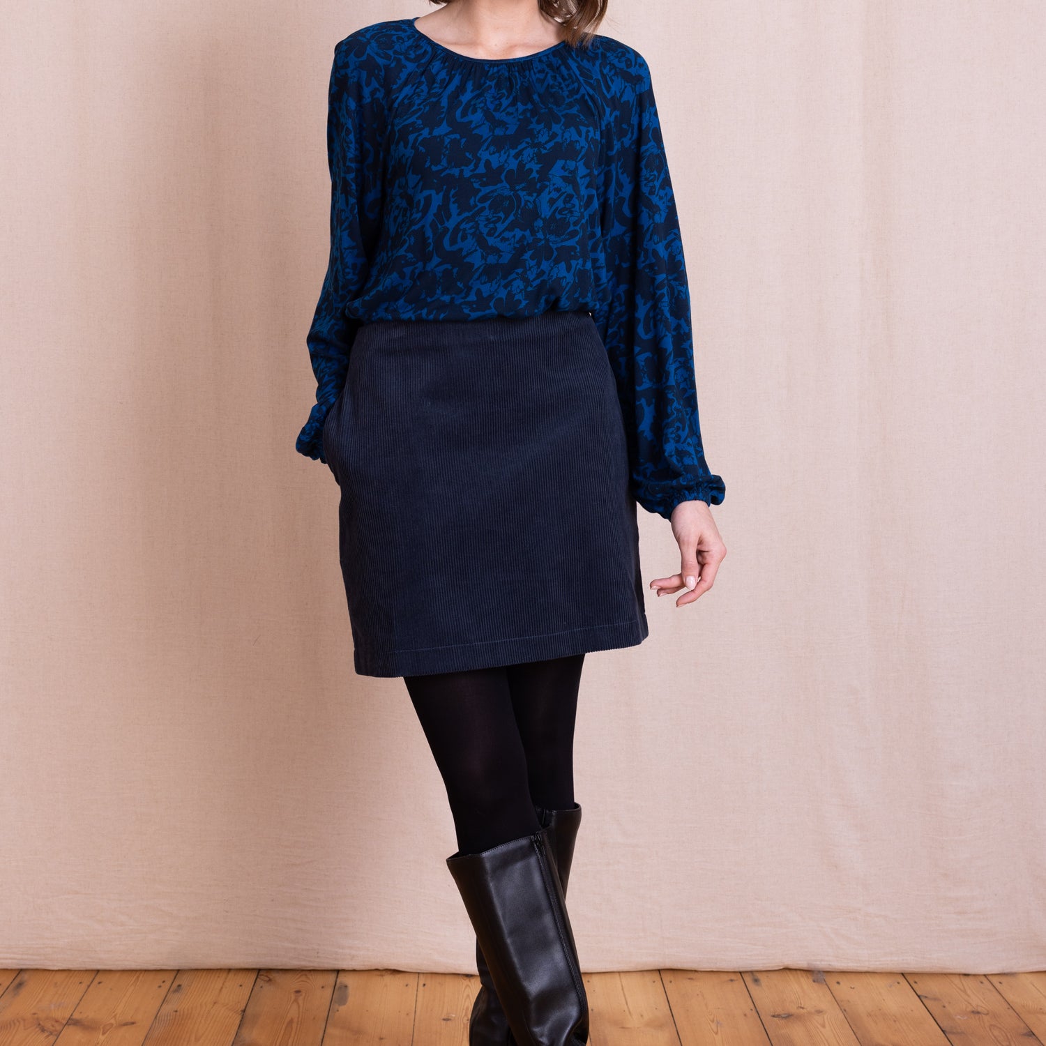 AW26 Chunky Cord Mini Skirt - Navy
