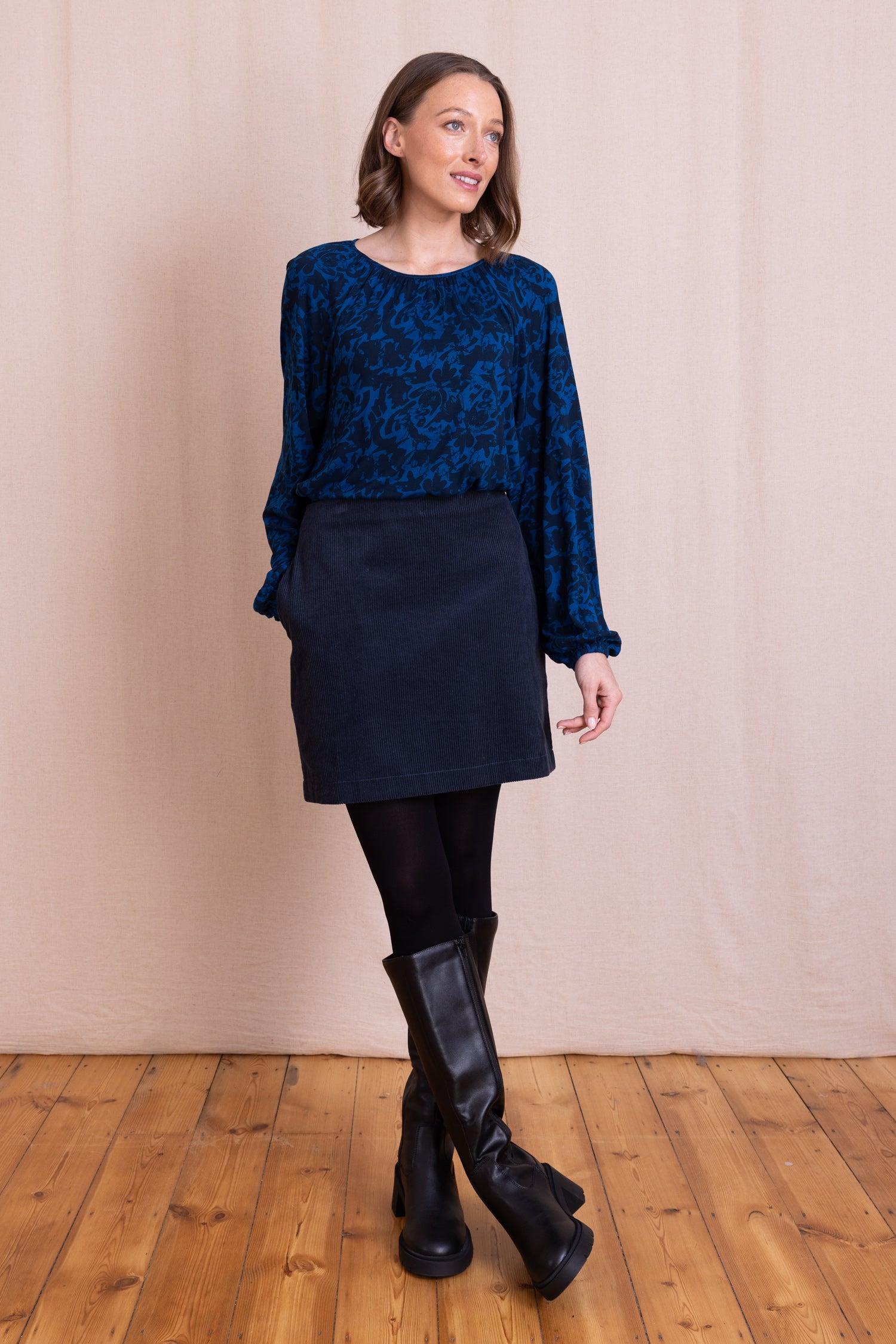 AW26 Chunky Cord Mini Skirt - Navy