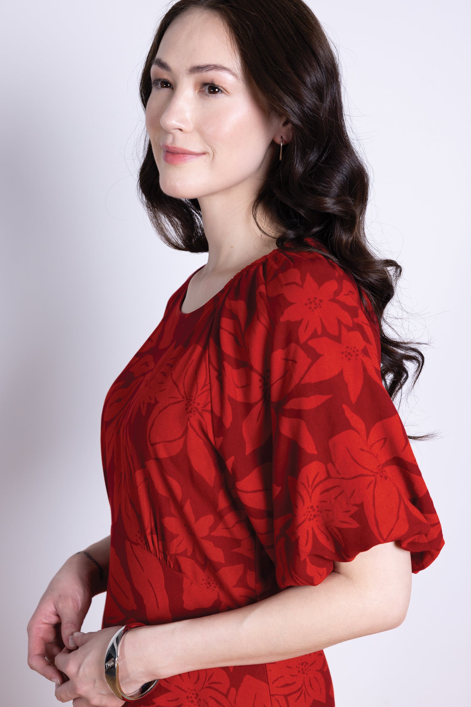 AW25 Puff Sleeve Dress - Burgundy