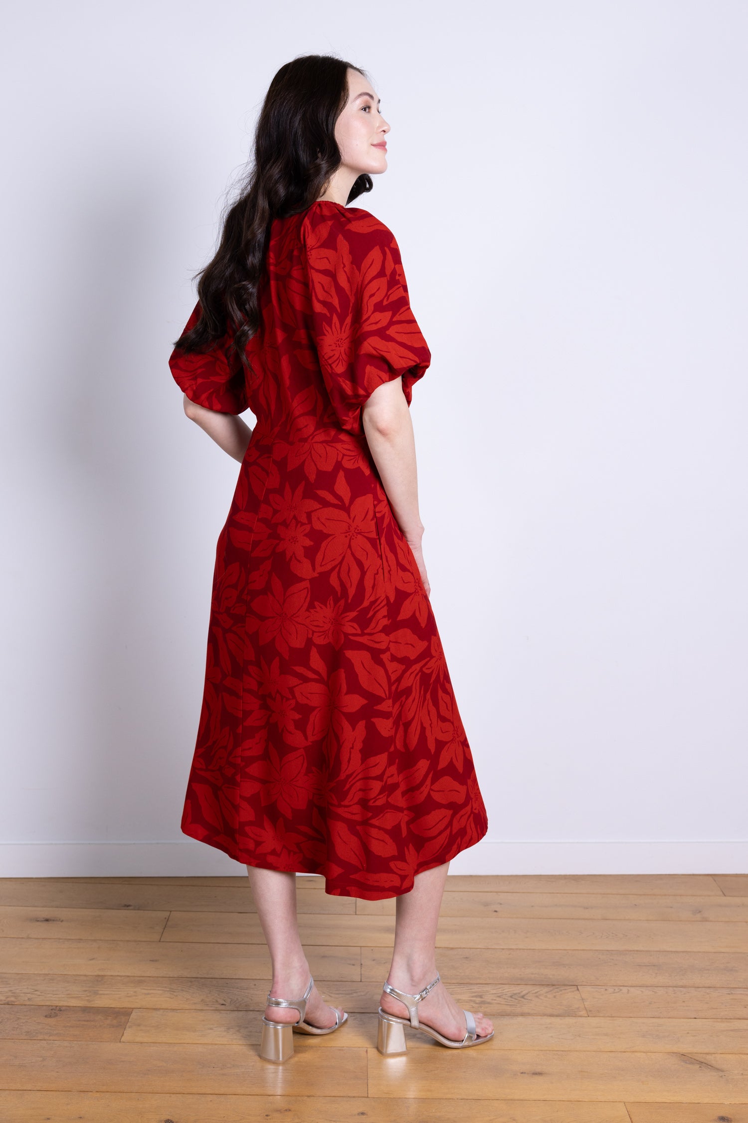 AW25 Puff Sleeve Dress - Burgundy