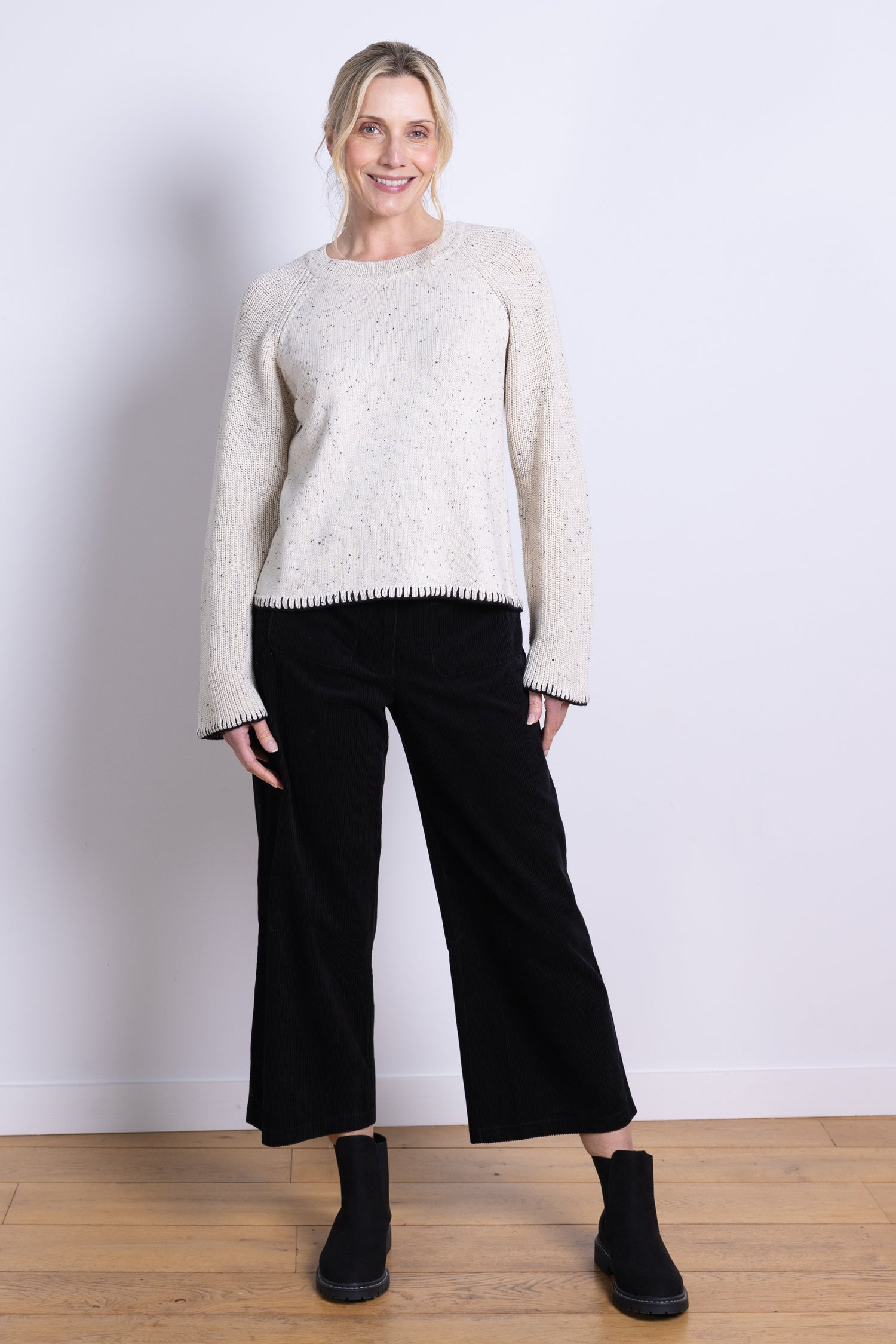 AW25 Ribbed Sleeve Jumper - Ivory