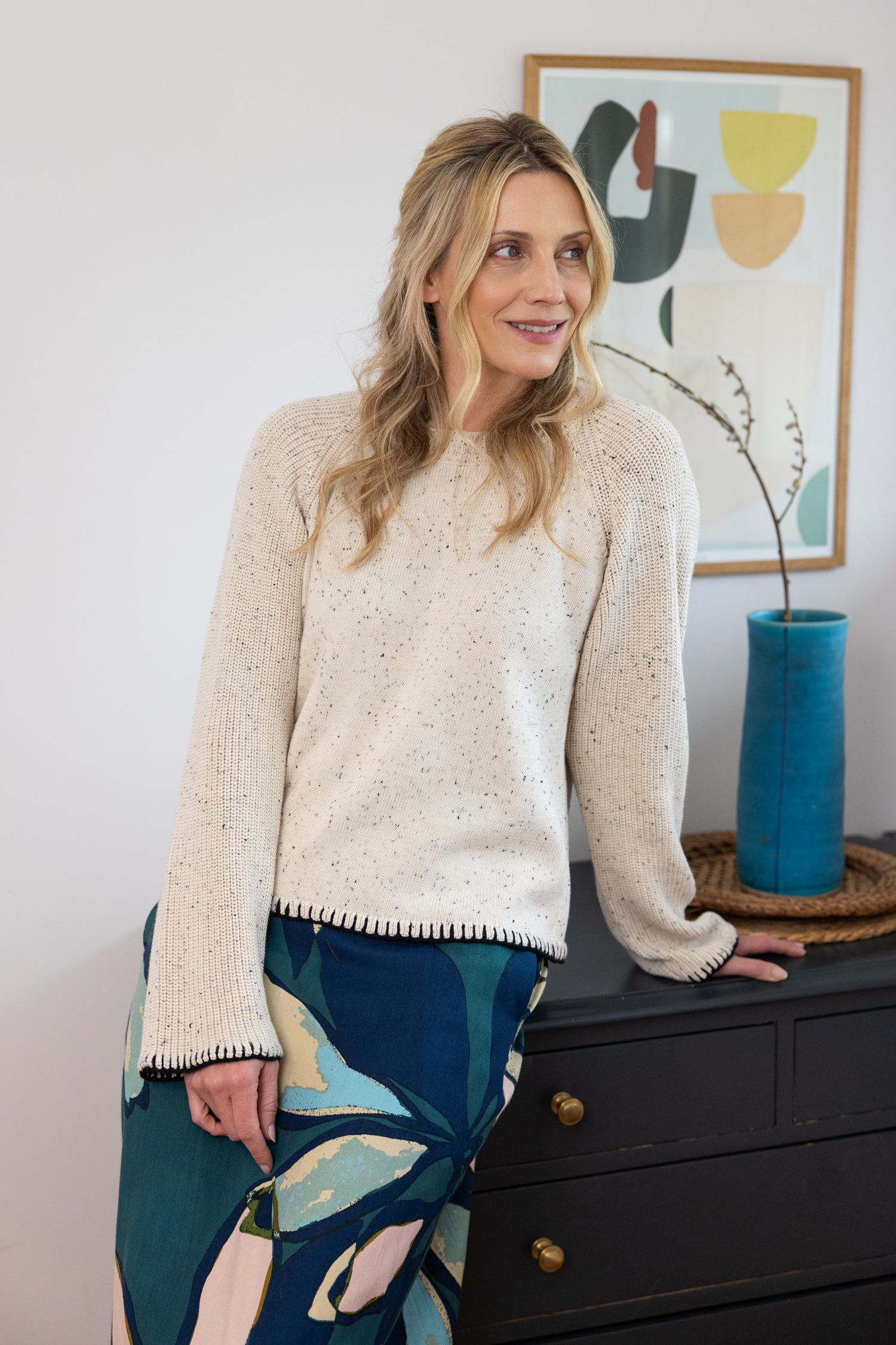AW25 Ribbed Sleeve Jumper - Ivory