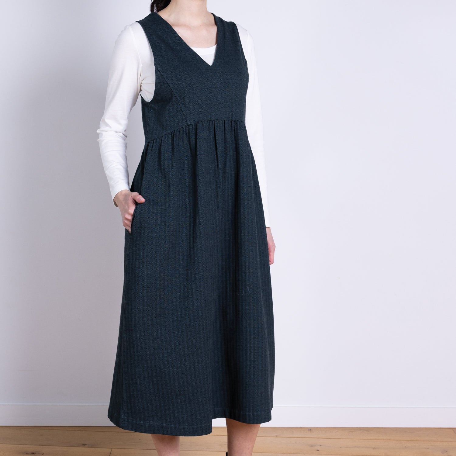 AW25 Jersey Pinafore Dress - Midnight