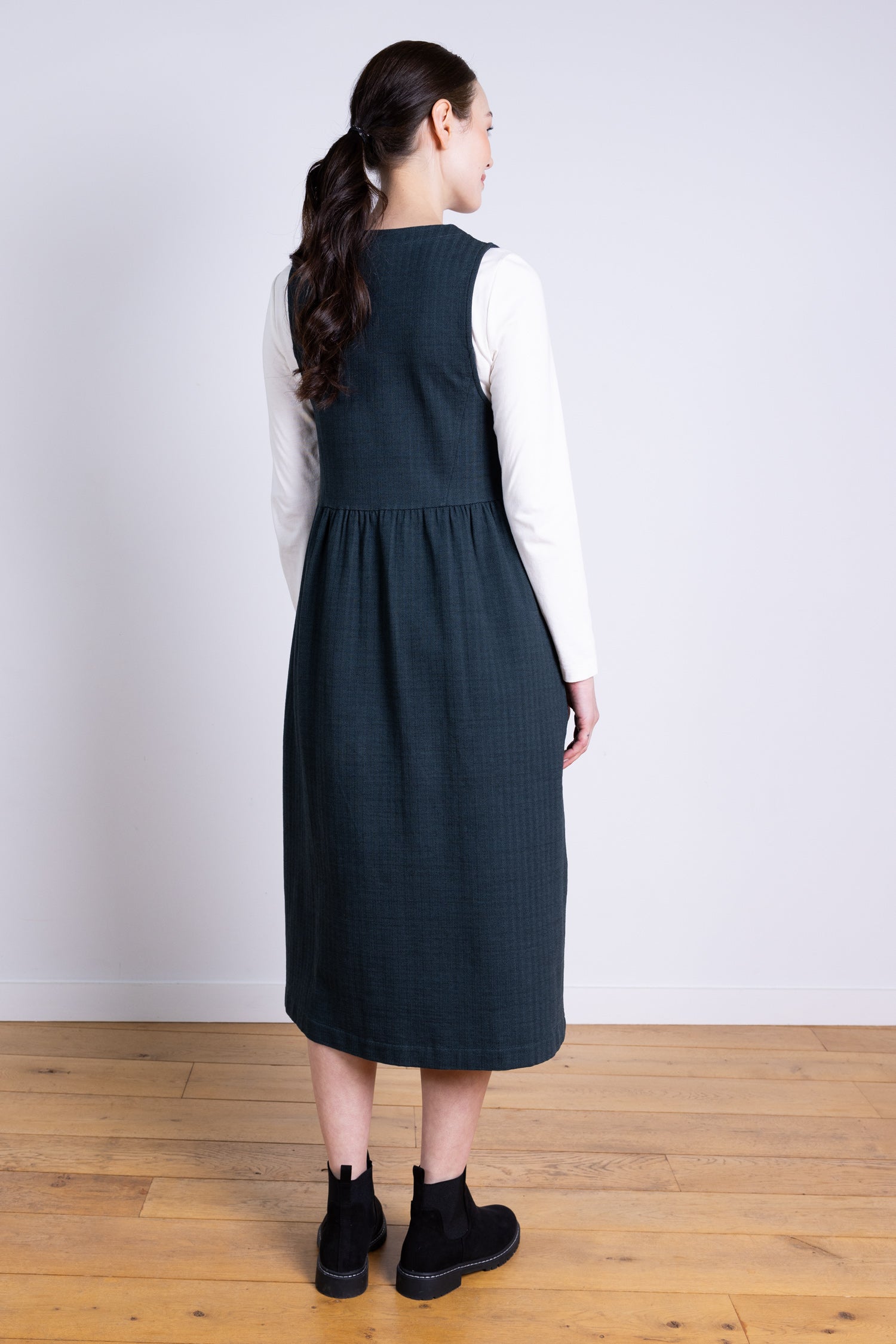 AW25 Jersey Pinafore Dress - Midnight