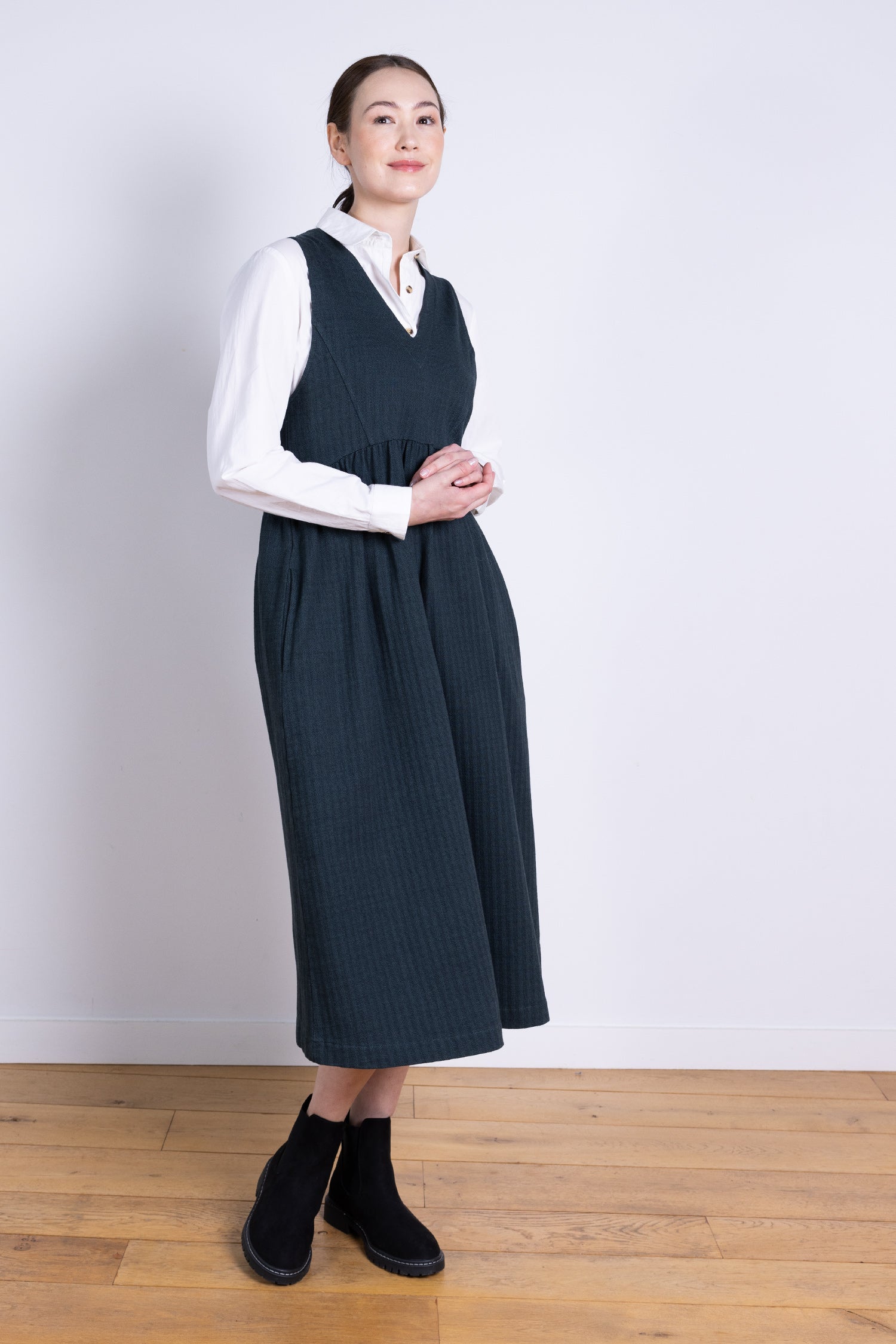AW25 Jersey Pinafore Dress - Midnight