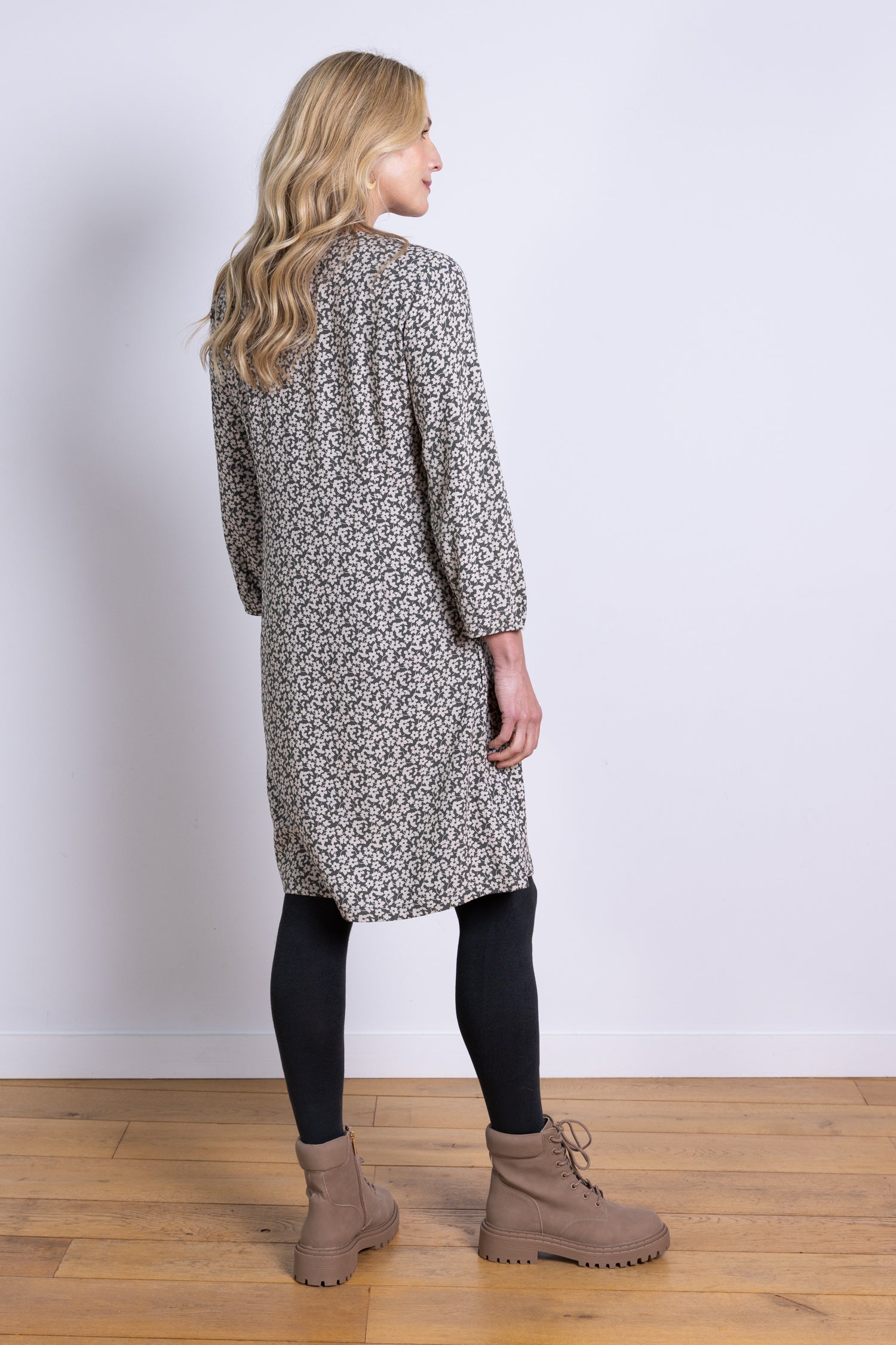 AW25 Pintuck Tunic Dress - Buff