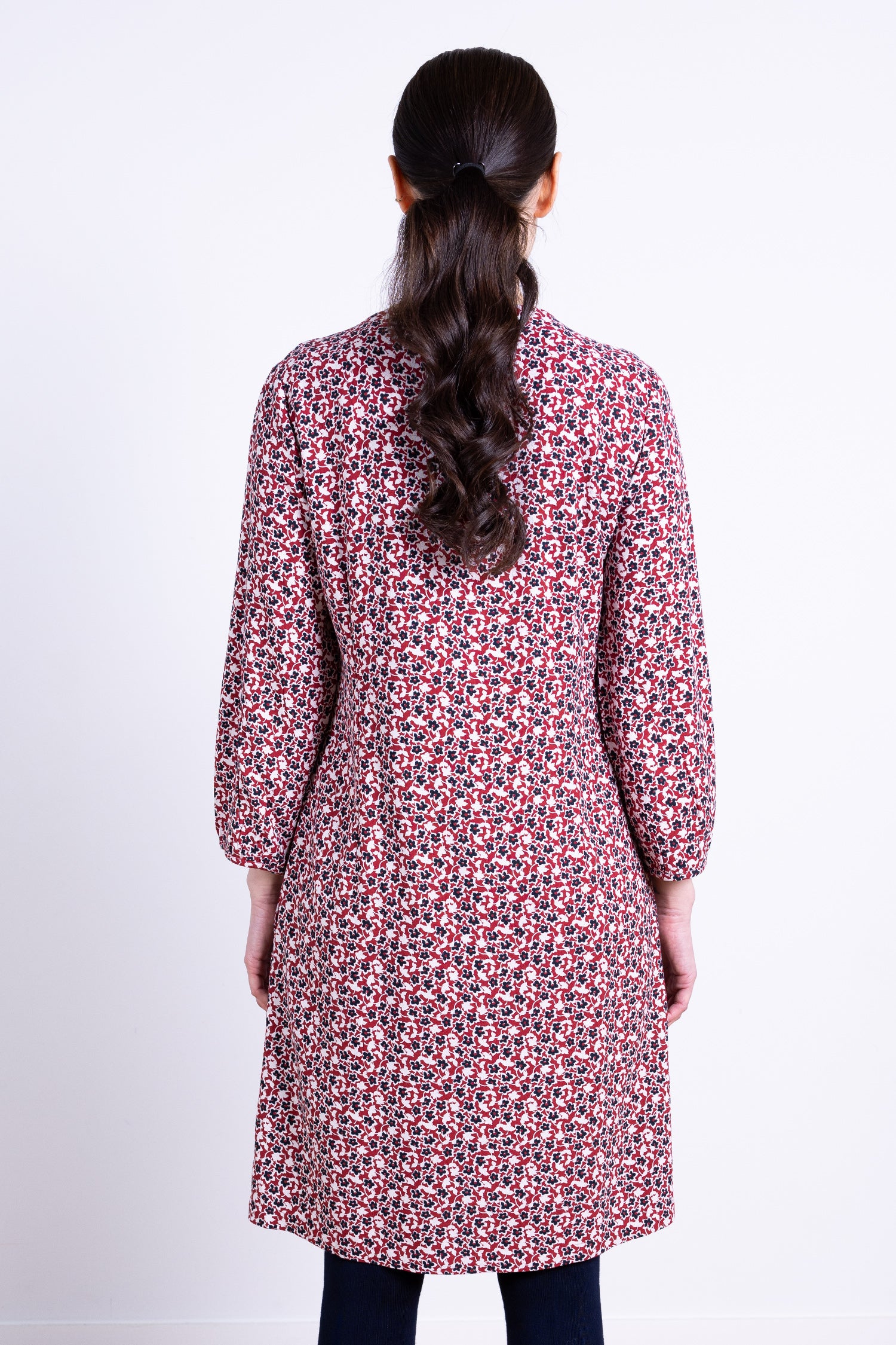 AW25 Pintuck Tunic Dress - Red