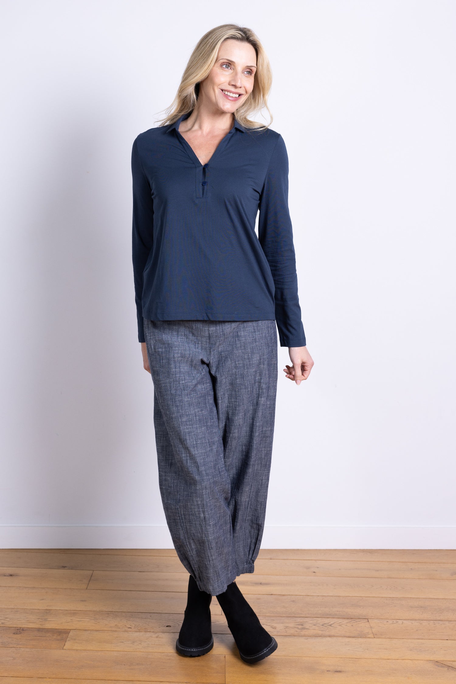 AW25 Collared Jersey Top - Oxford