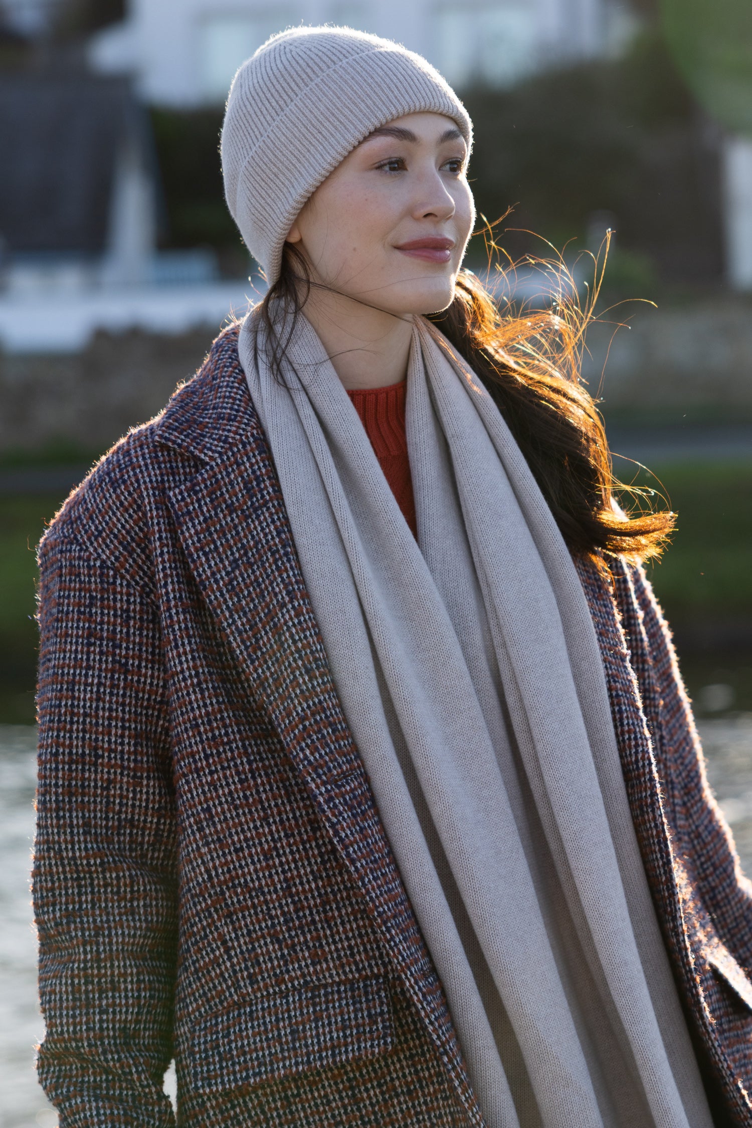 AW25 Plain Knitted Hat - Sand