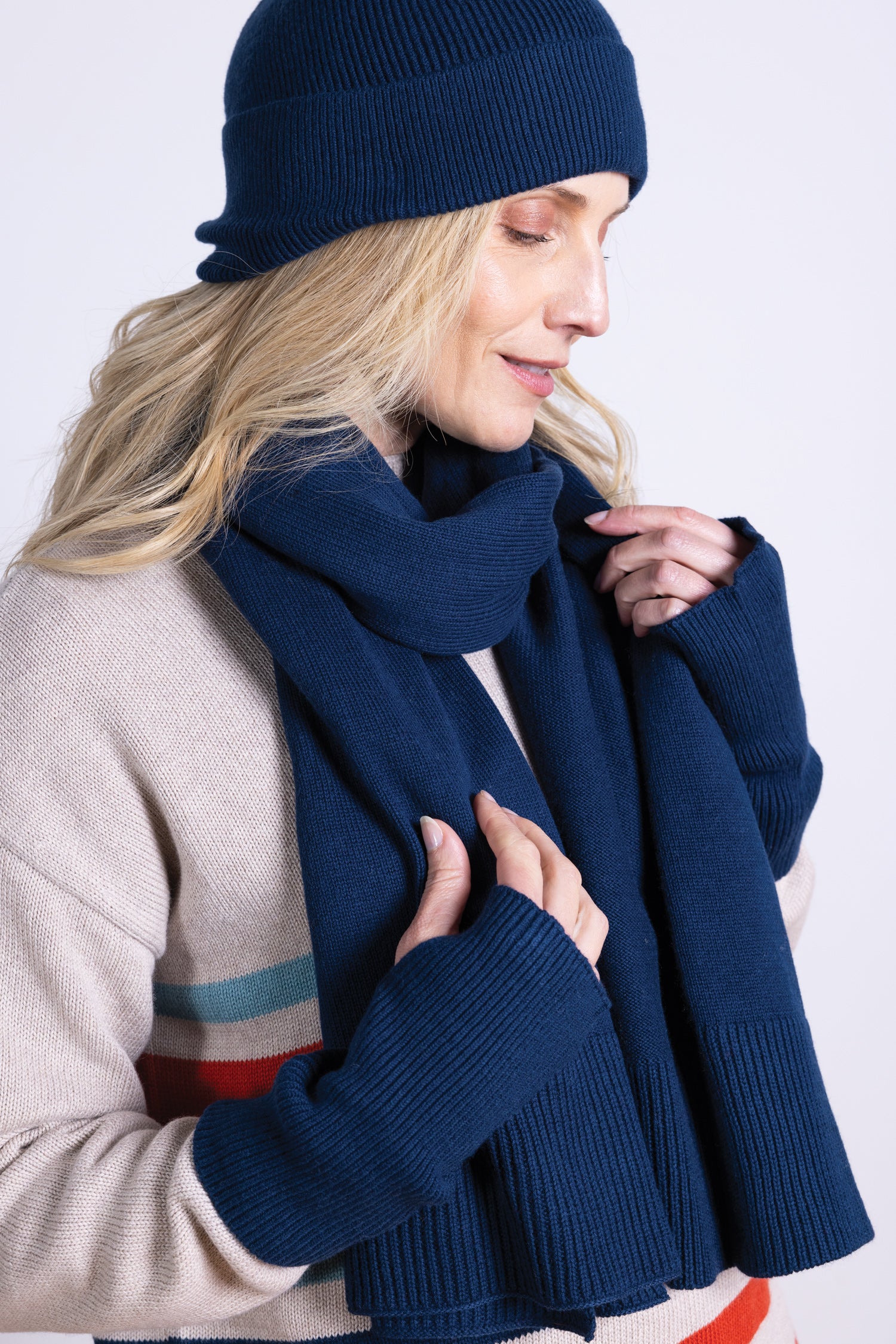AW25 Plain Knitted fingerless gloves - Thunder