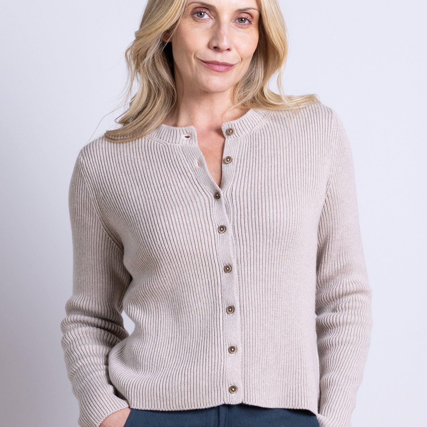 AW25 Button Through Cardi - Sand