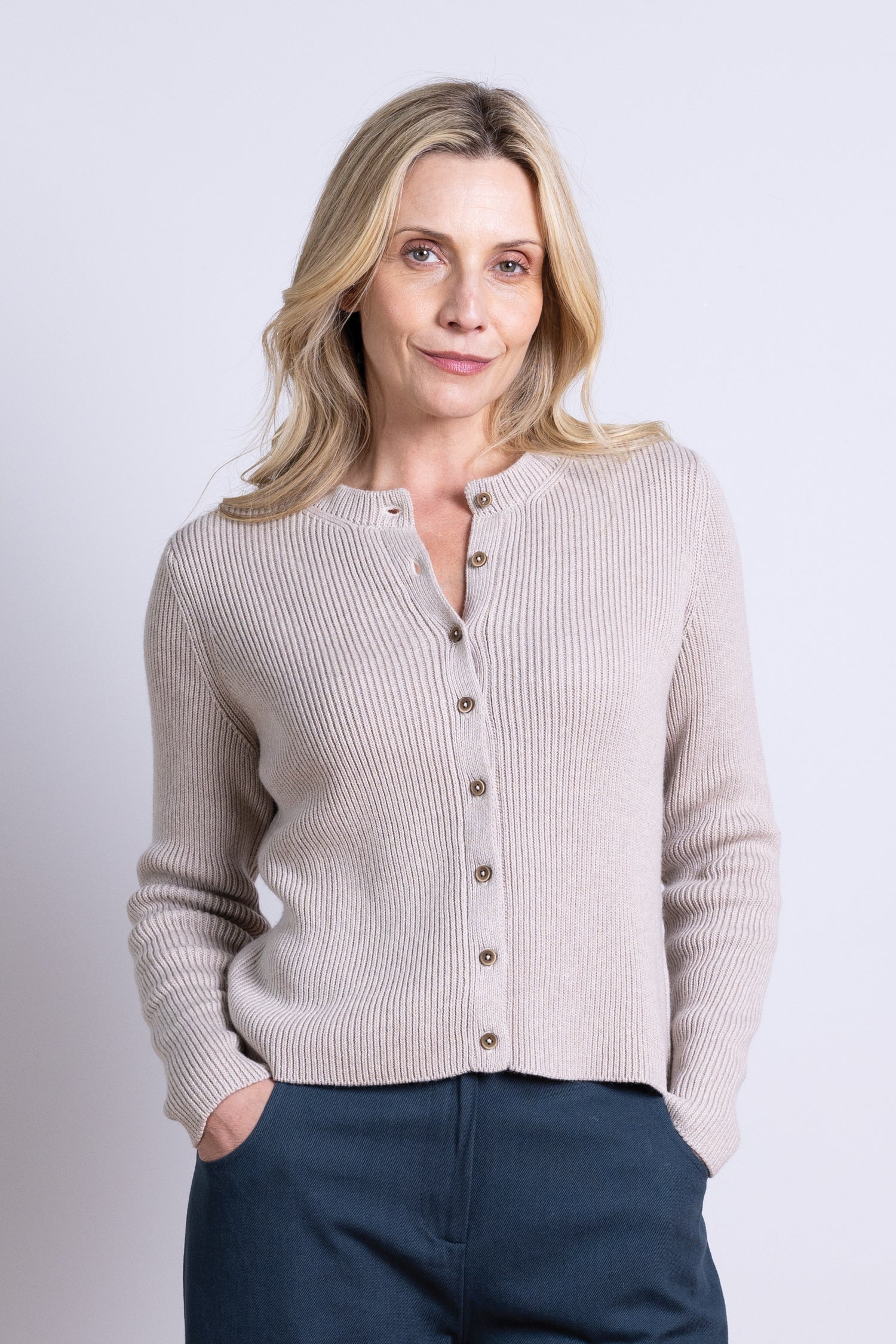 AW25 Button Through Cardi - Sand