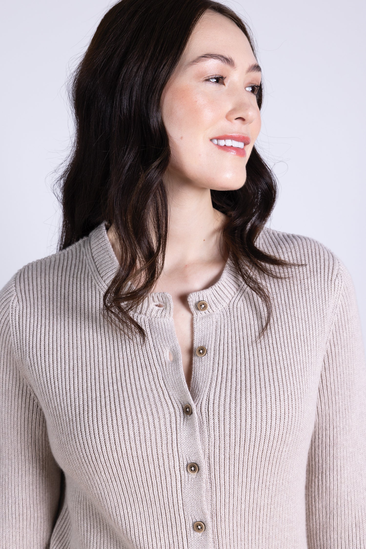 AW25 Button Through Cardi - Sand