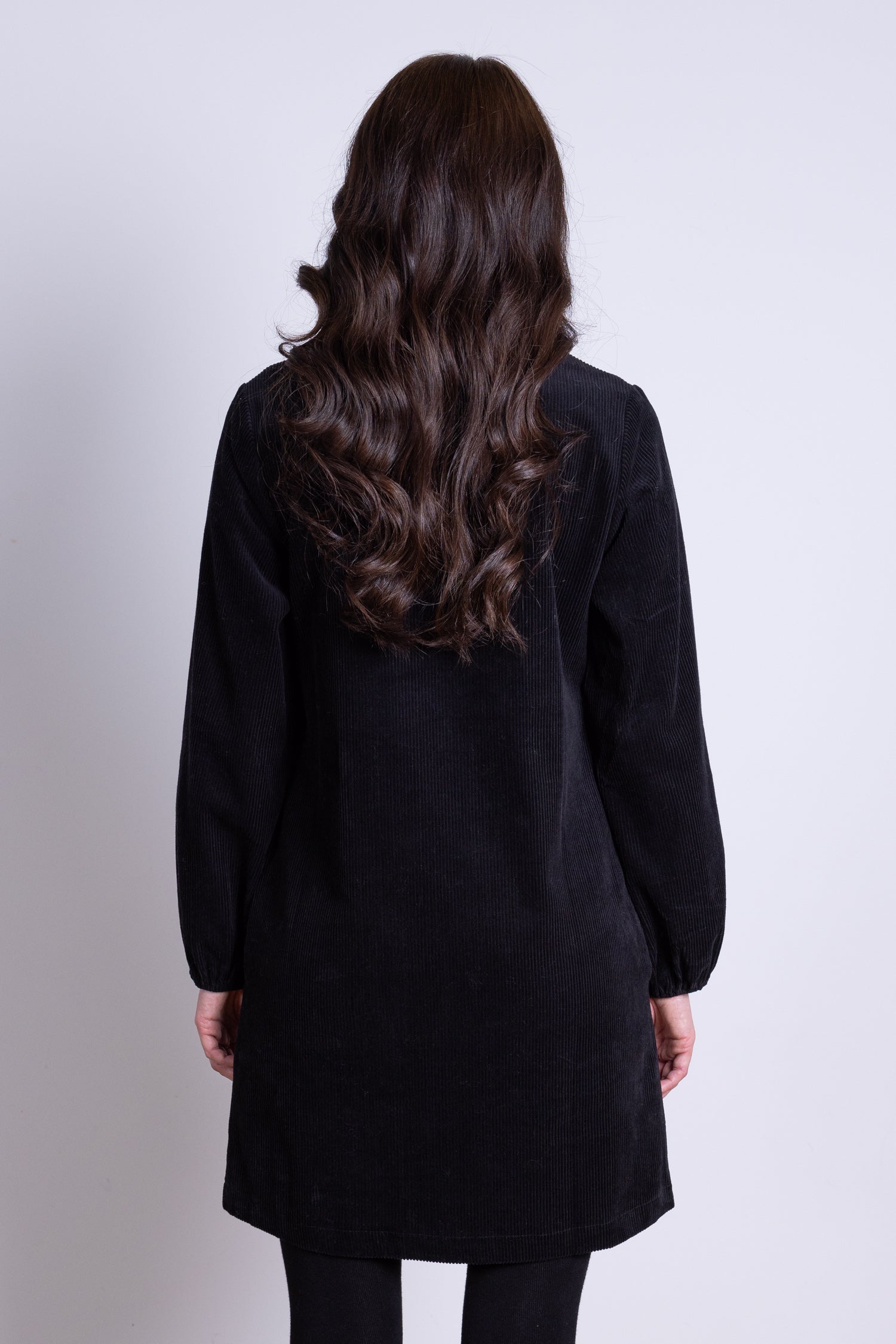 AW25 Gathered Cuff Tunic Dress - Black