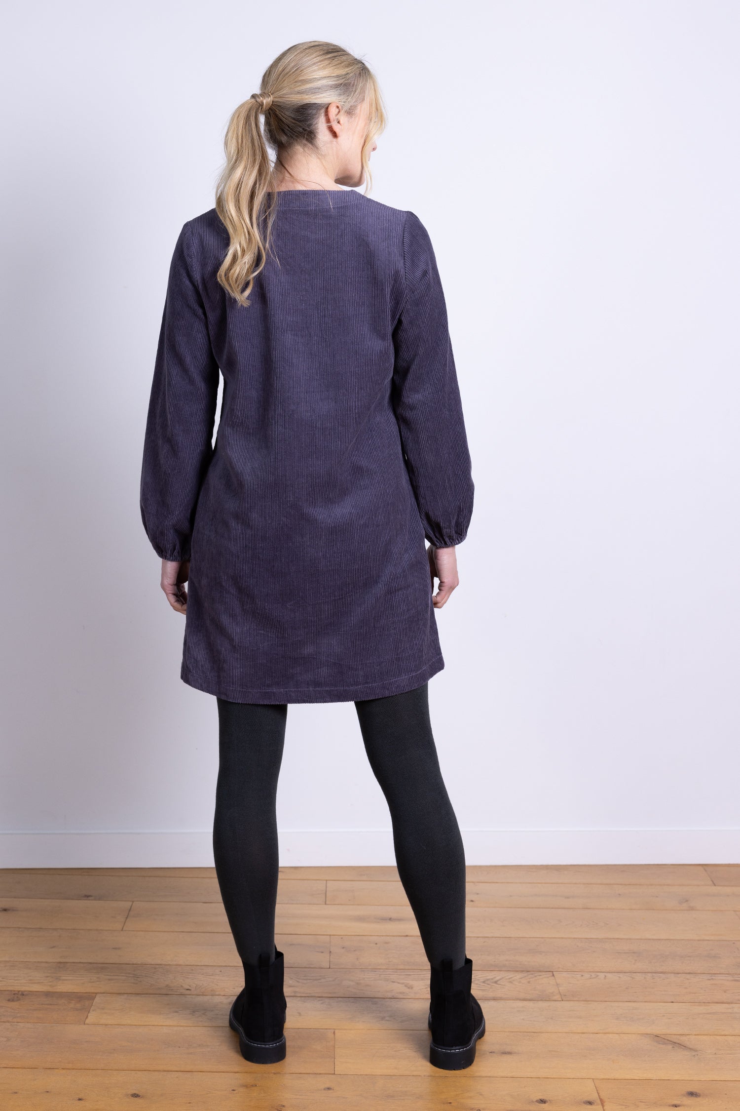 AW25 Gathered Cuff Tunic Dress - Plum