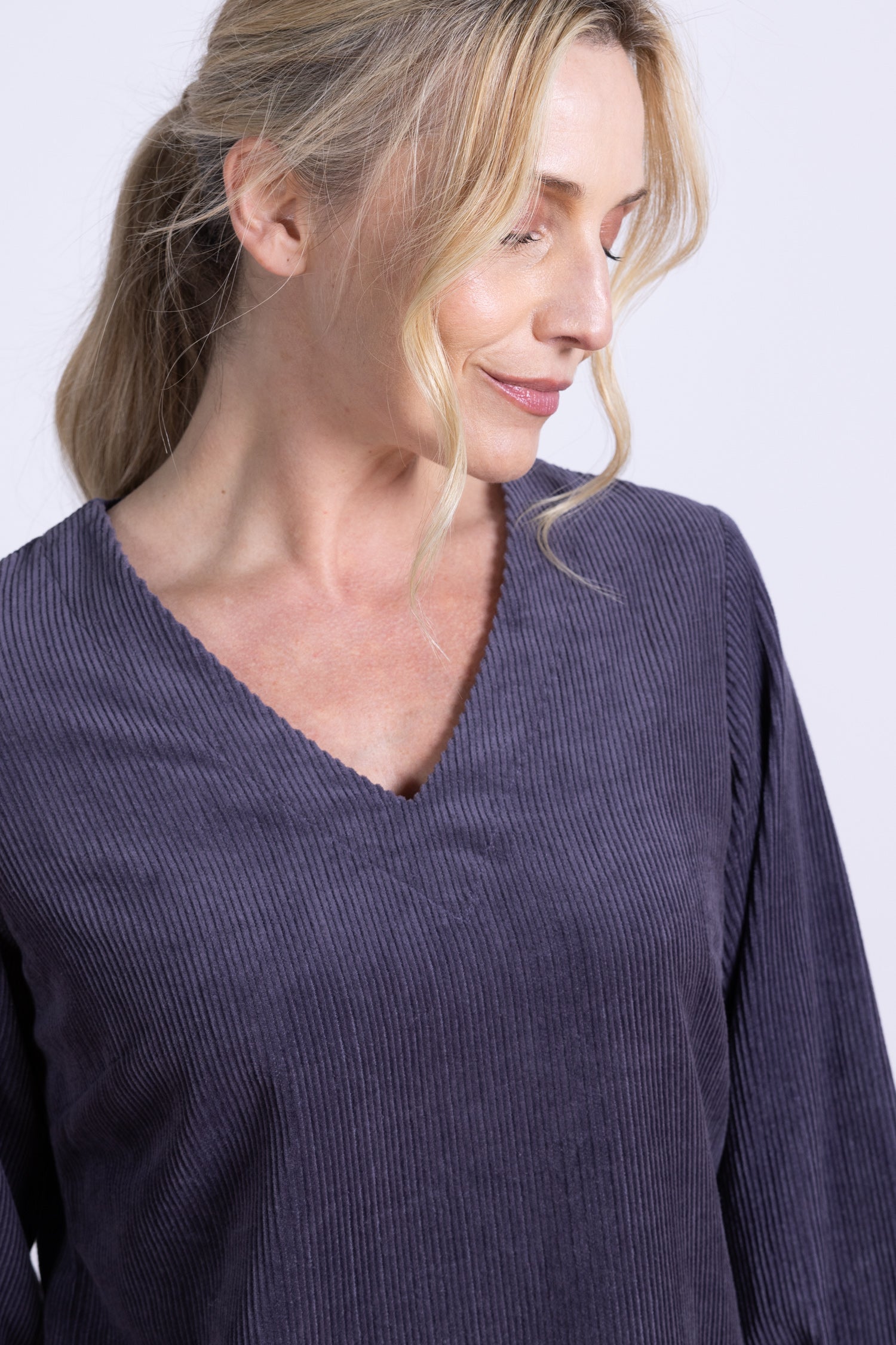 AW25 Gathered Cuff Tunic Dress - Plum