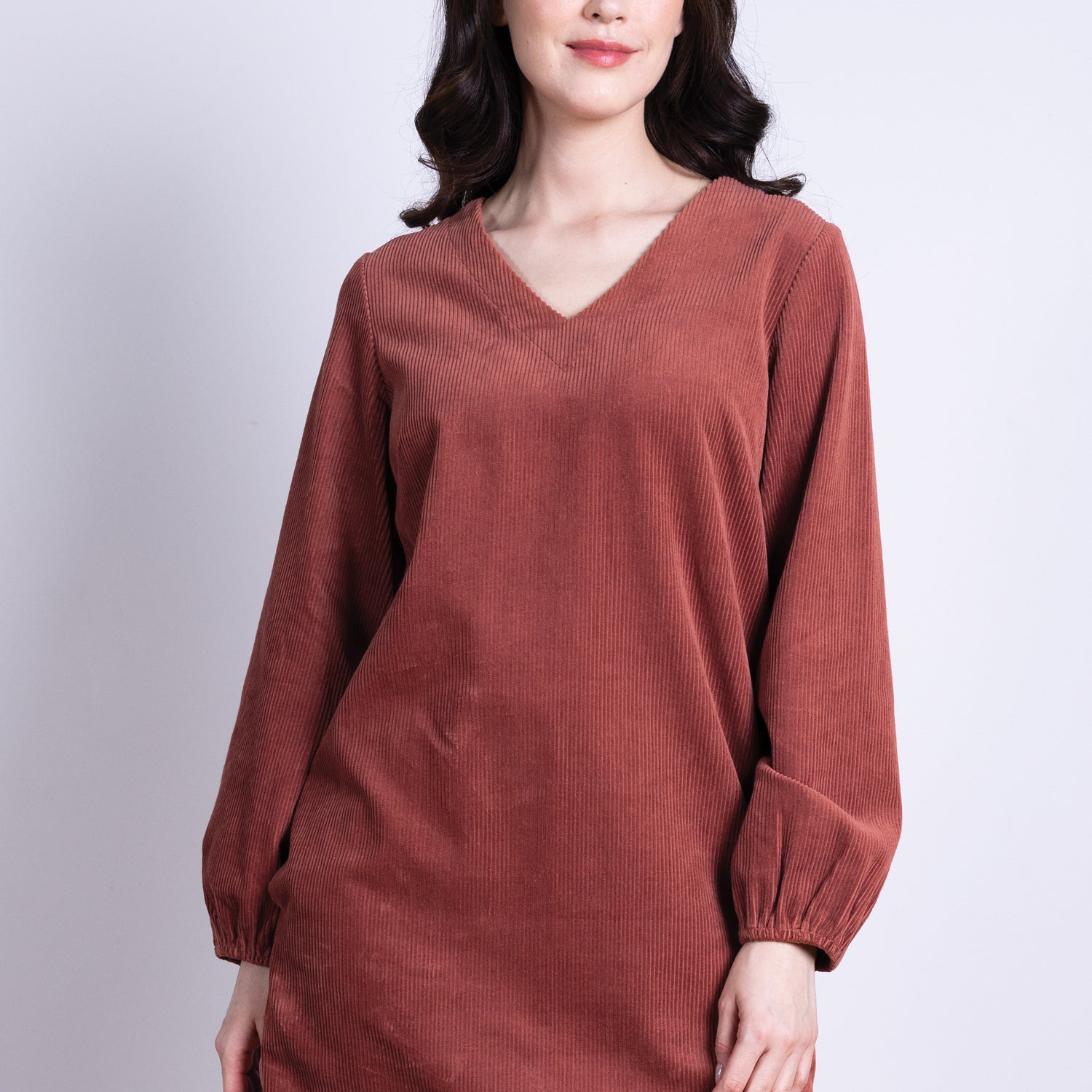 AW25 Gathered Cuff Tunic Dress - Rose