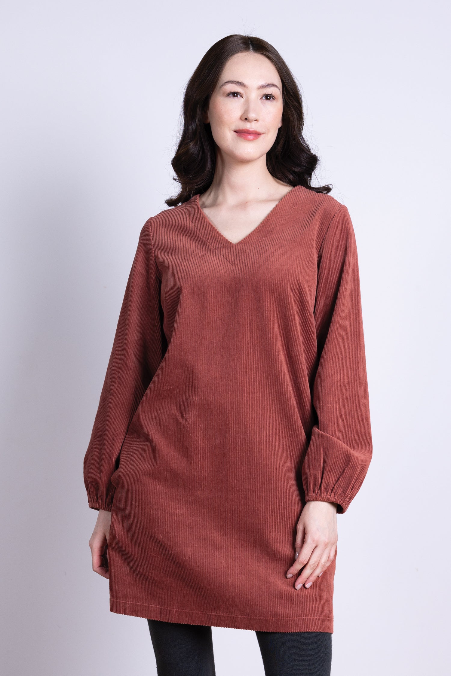 AW25 Gathered Cuff Tunic Dress - Rose