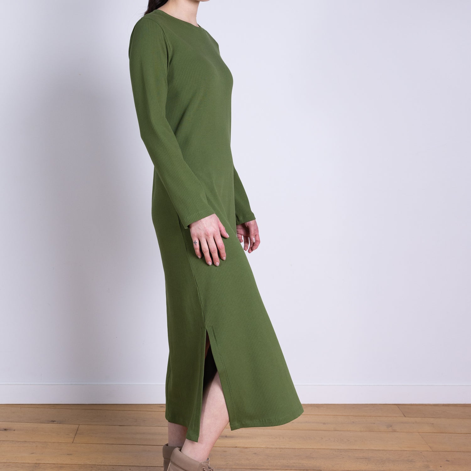 AW25 Rib Jersey Midi Dress - Basil