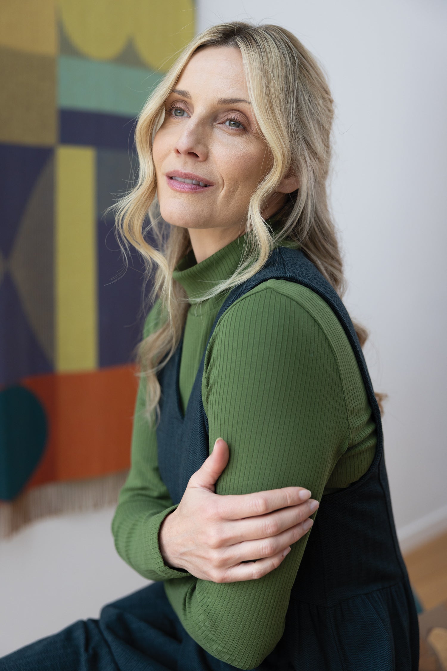AW25 Rib Polo Neck Top - Basil