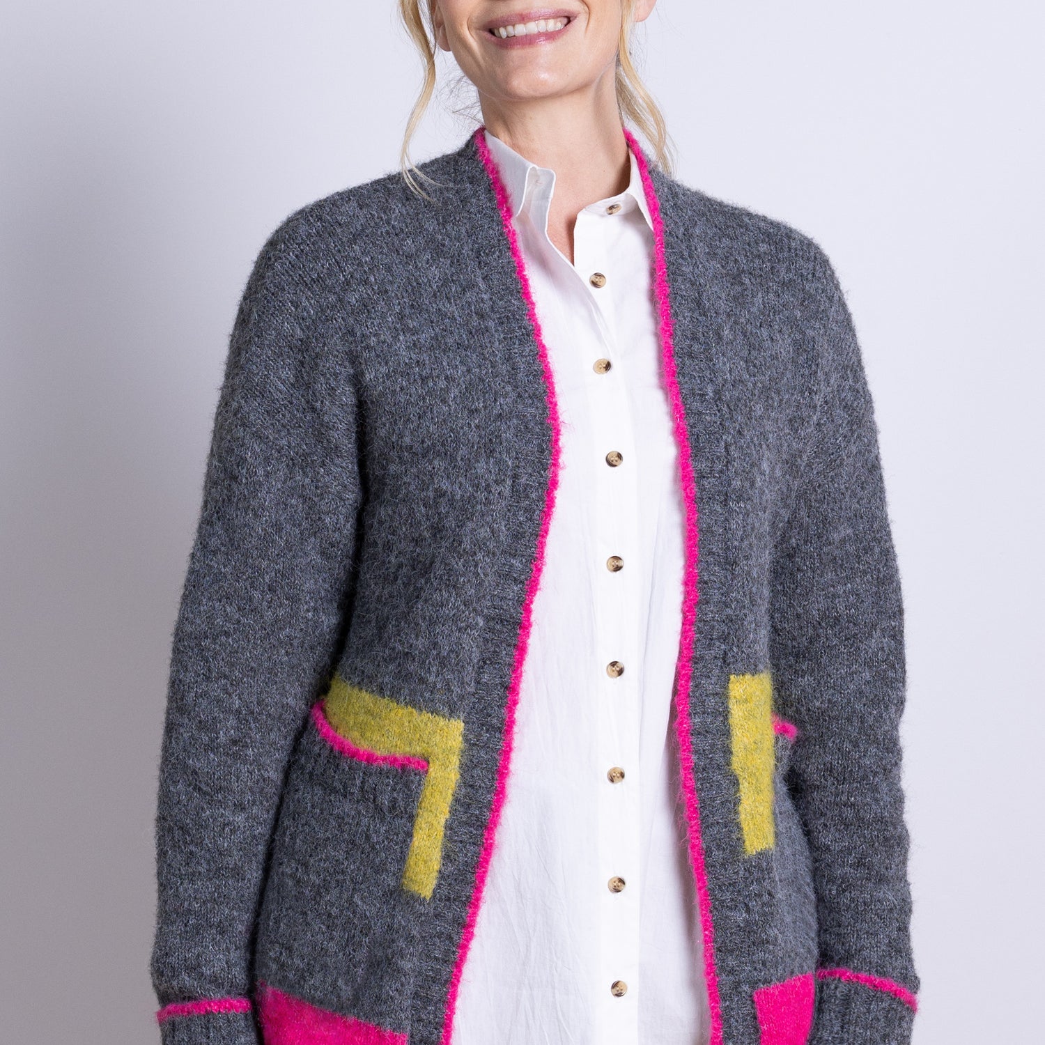 AW25 Block Stripe Edge to Edge Cardi - Bright