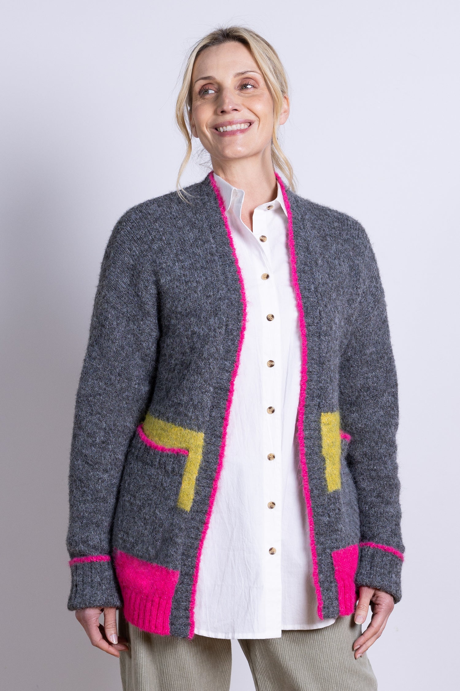 AW25 Block Stripe Edge to Edge Cardi - Bright