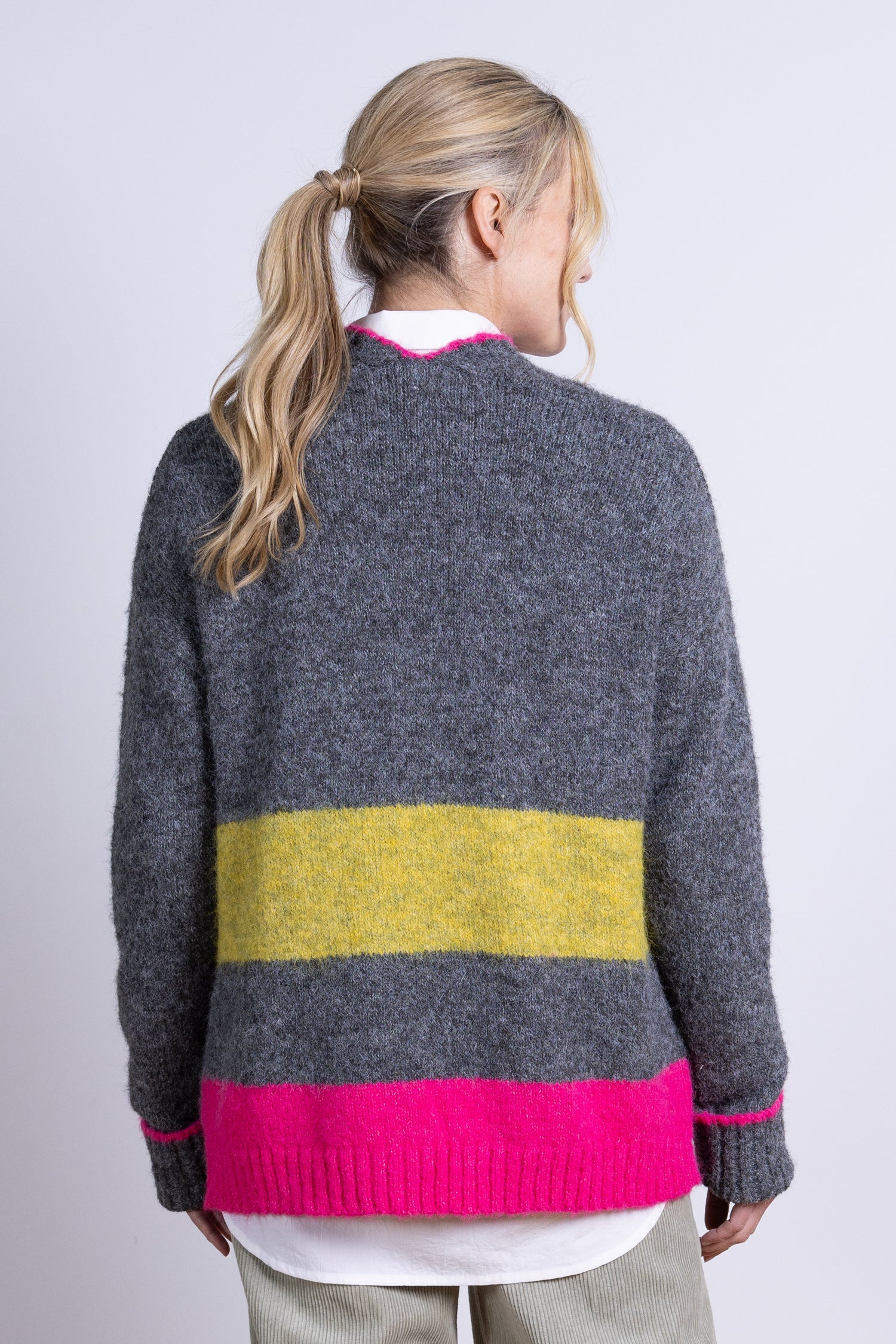 AW25 Block Stripe Edge to Edge Cardi - Bright