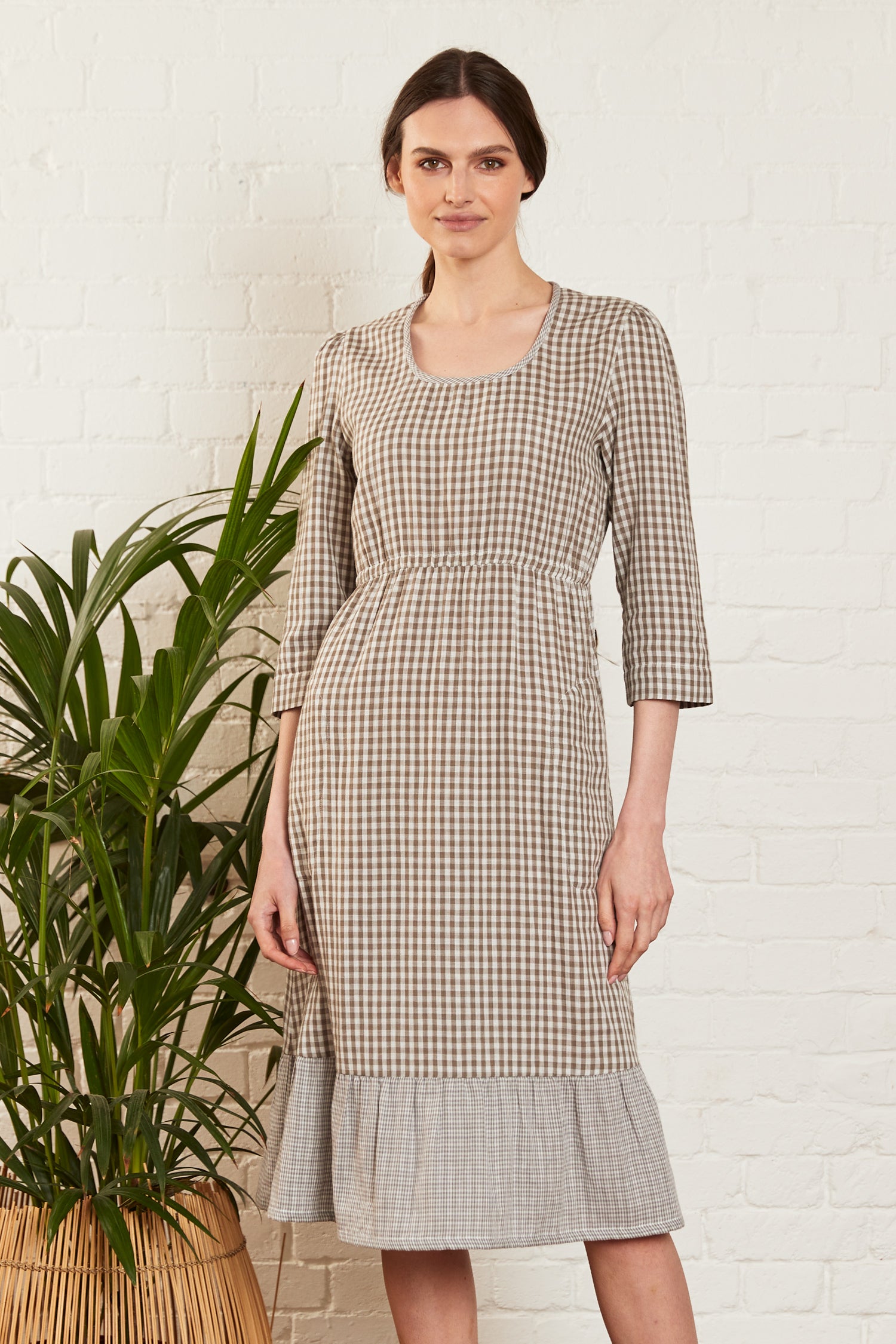 Check Double Cotton Dress