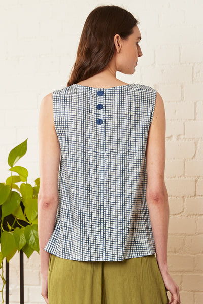 Cotton Check Printed Vest Top