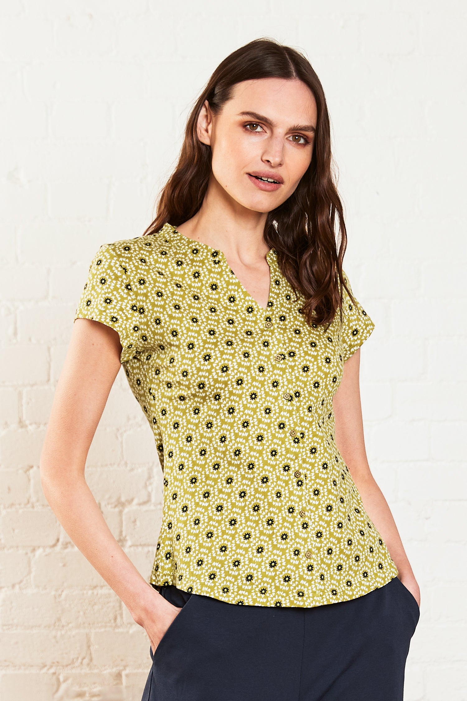 Petal Burst Organic Cotton Collared Top