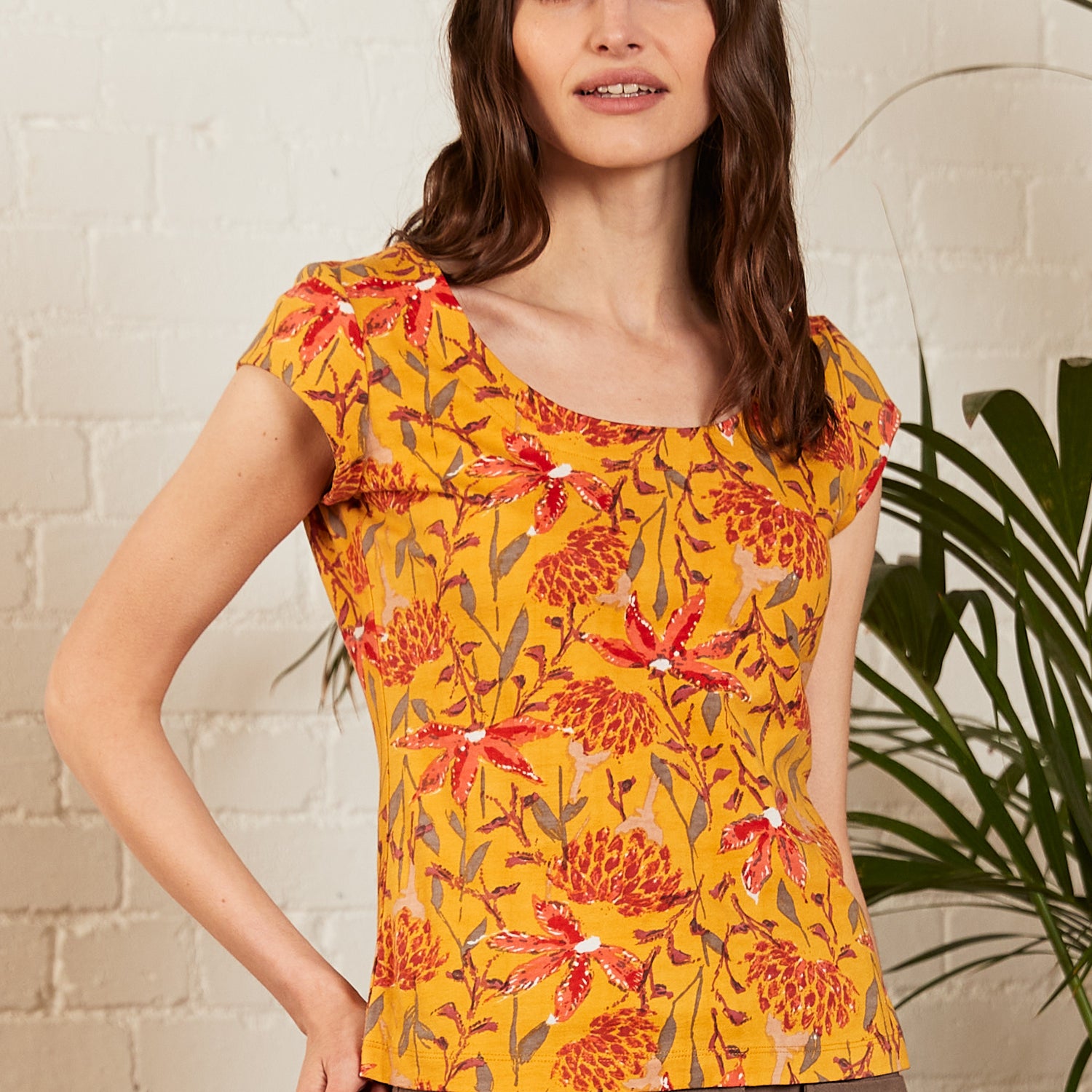 Trebah Organic Cotton Jersey Fitted Top