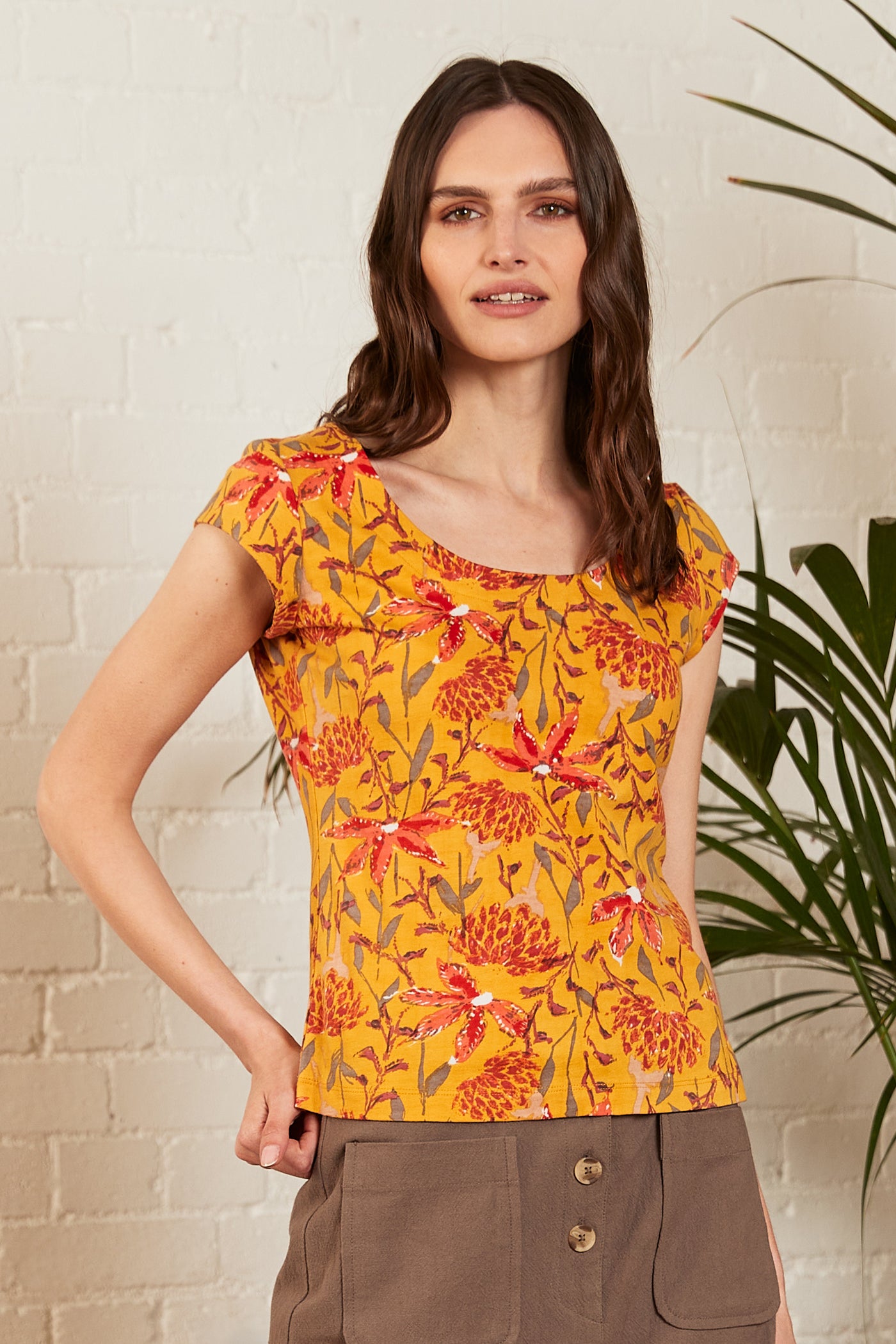 Trebah Organic Cotton Jersey Fitted Top