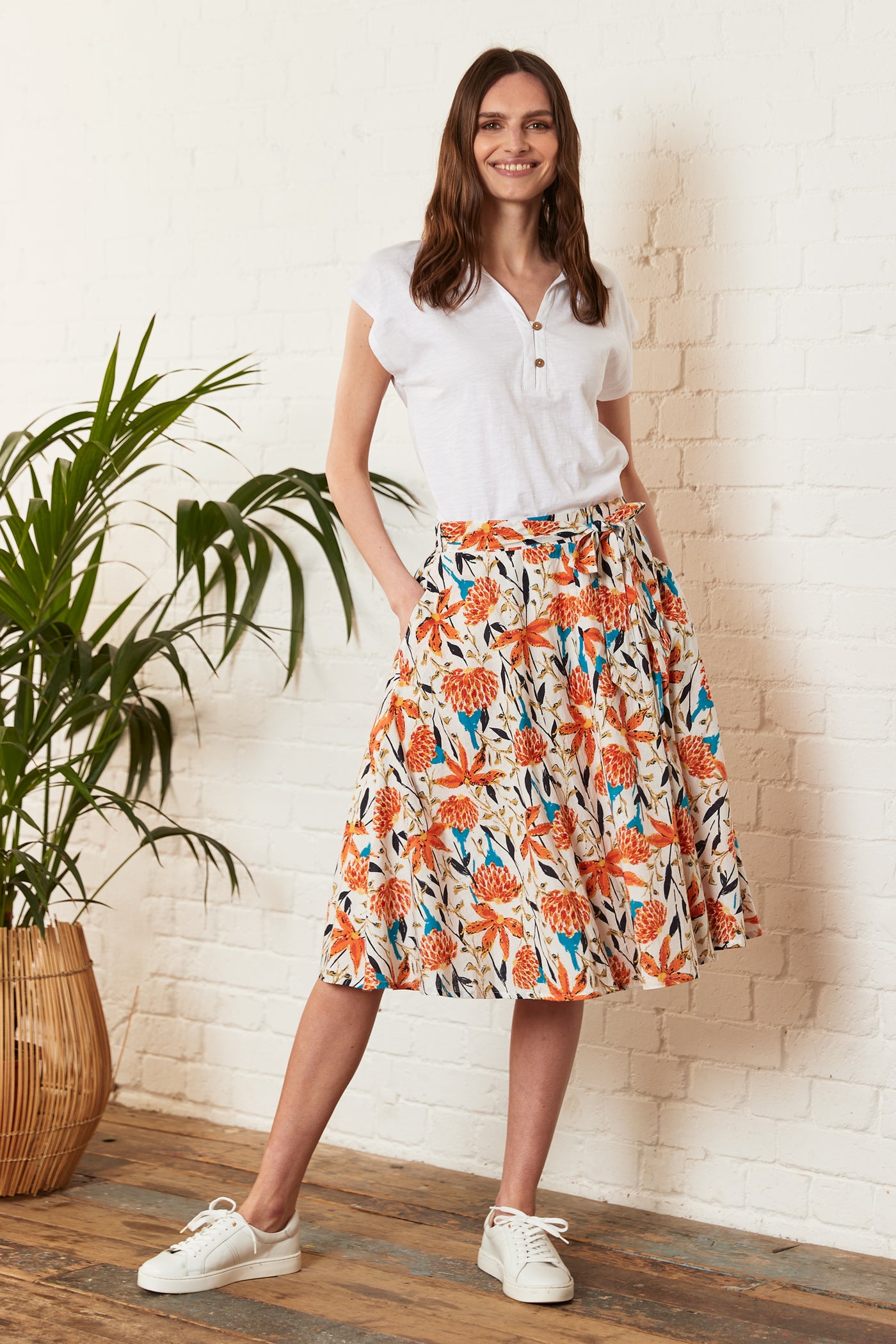 Trebah Cotton Floral Skirt