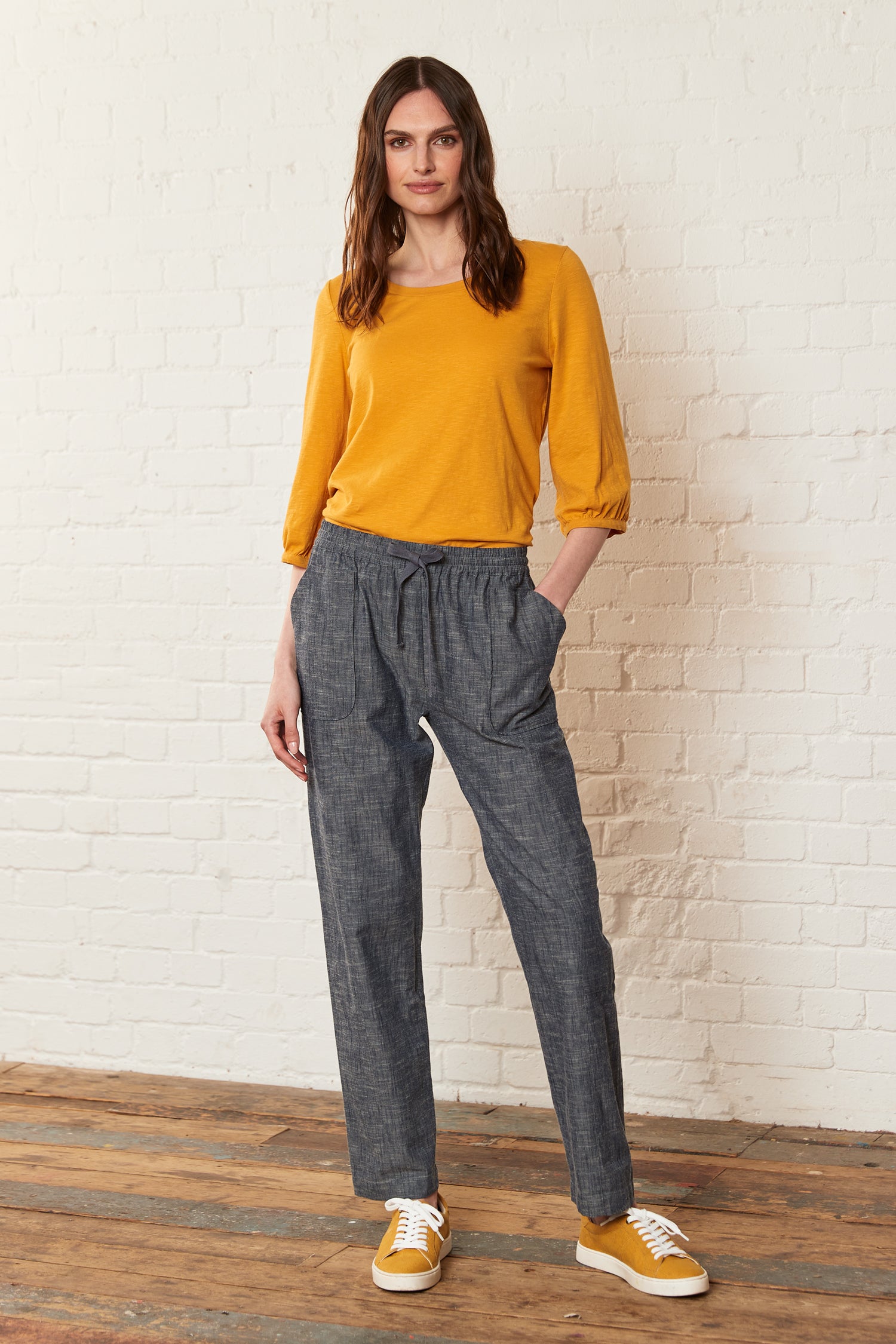 Cotton Chambray Cargo Trousers
