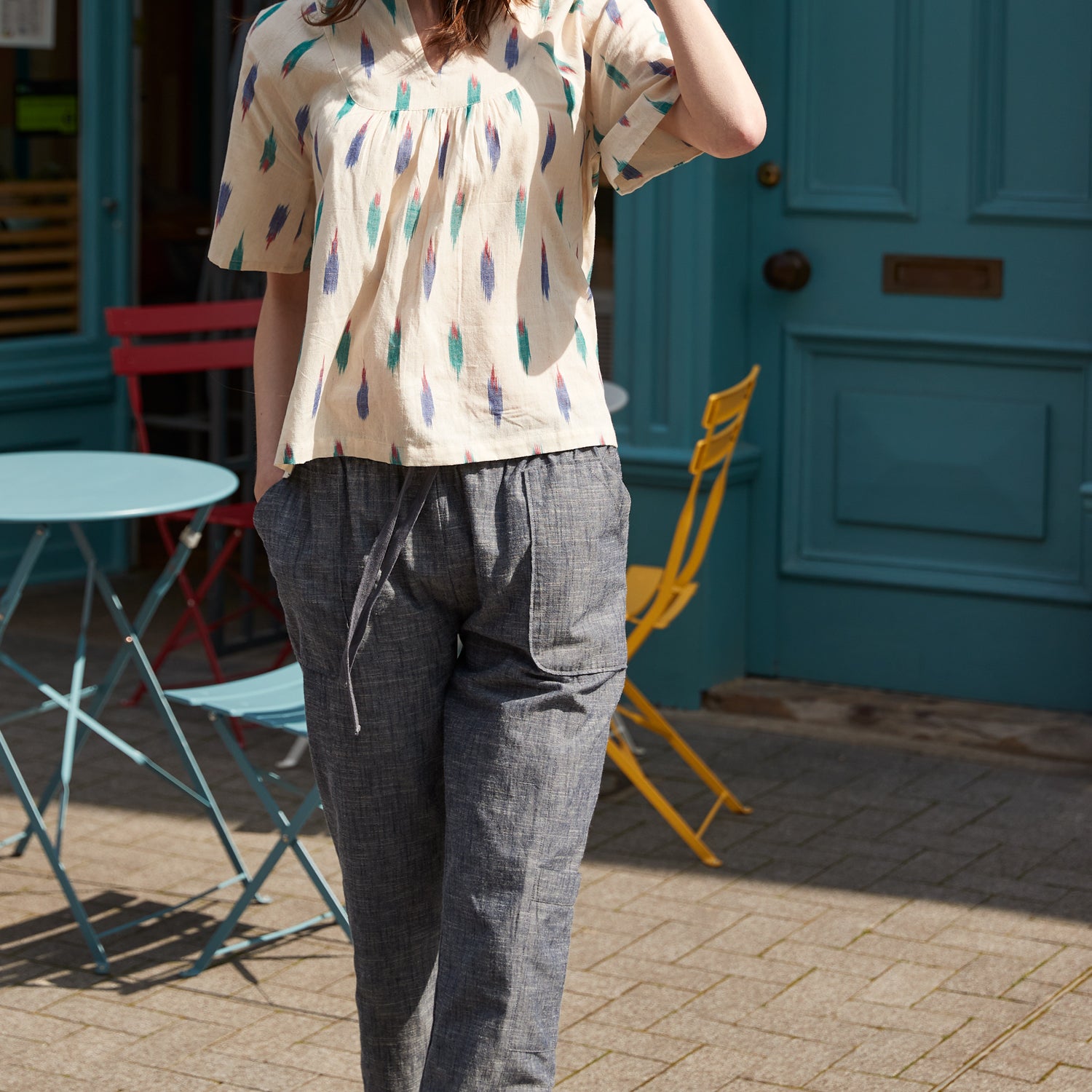 Cotton Chambray Cargo Trousers
