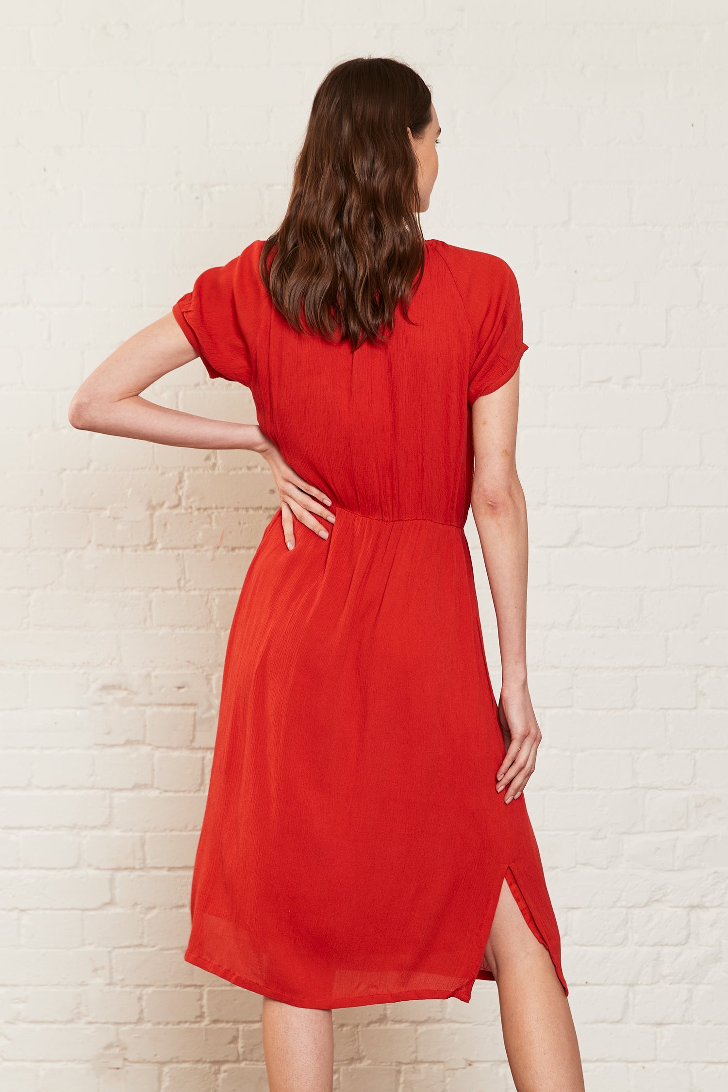 Crinkle Viscose Cut Out Detail Dress