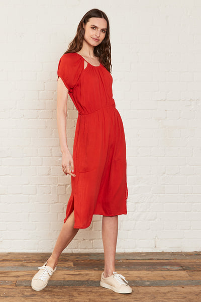 Crinkle Viscose Cut Out Detail Dress